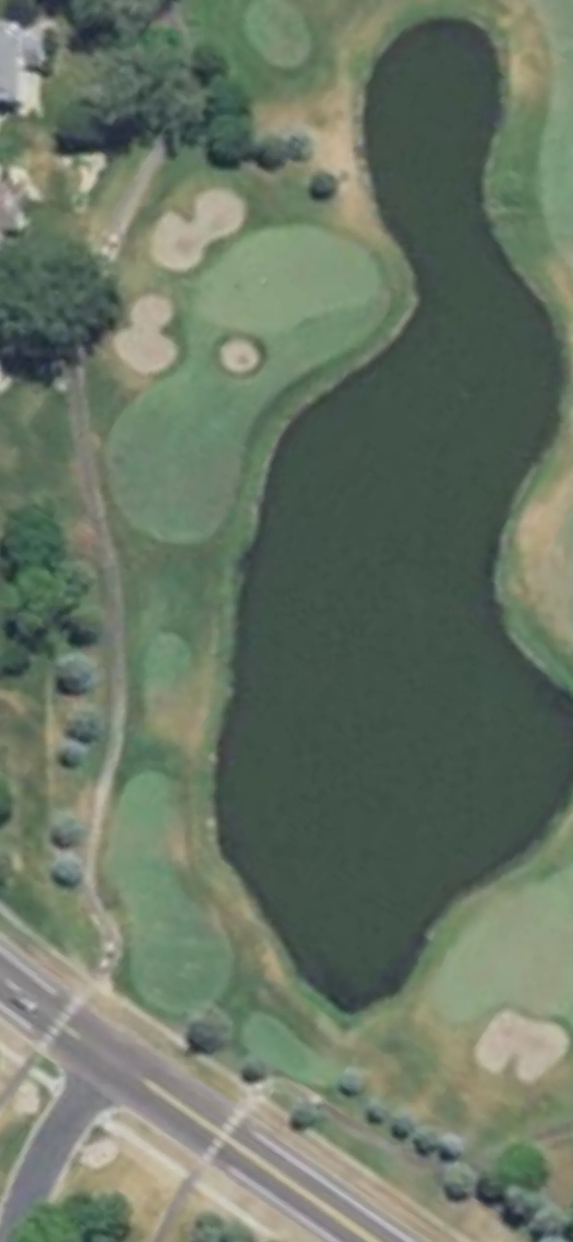 Edinburgh USA hole 8 aerial preview, par 3, 171 yards