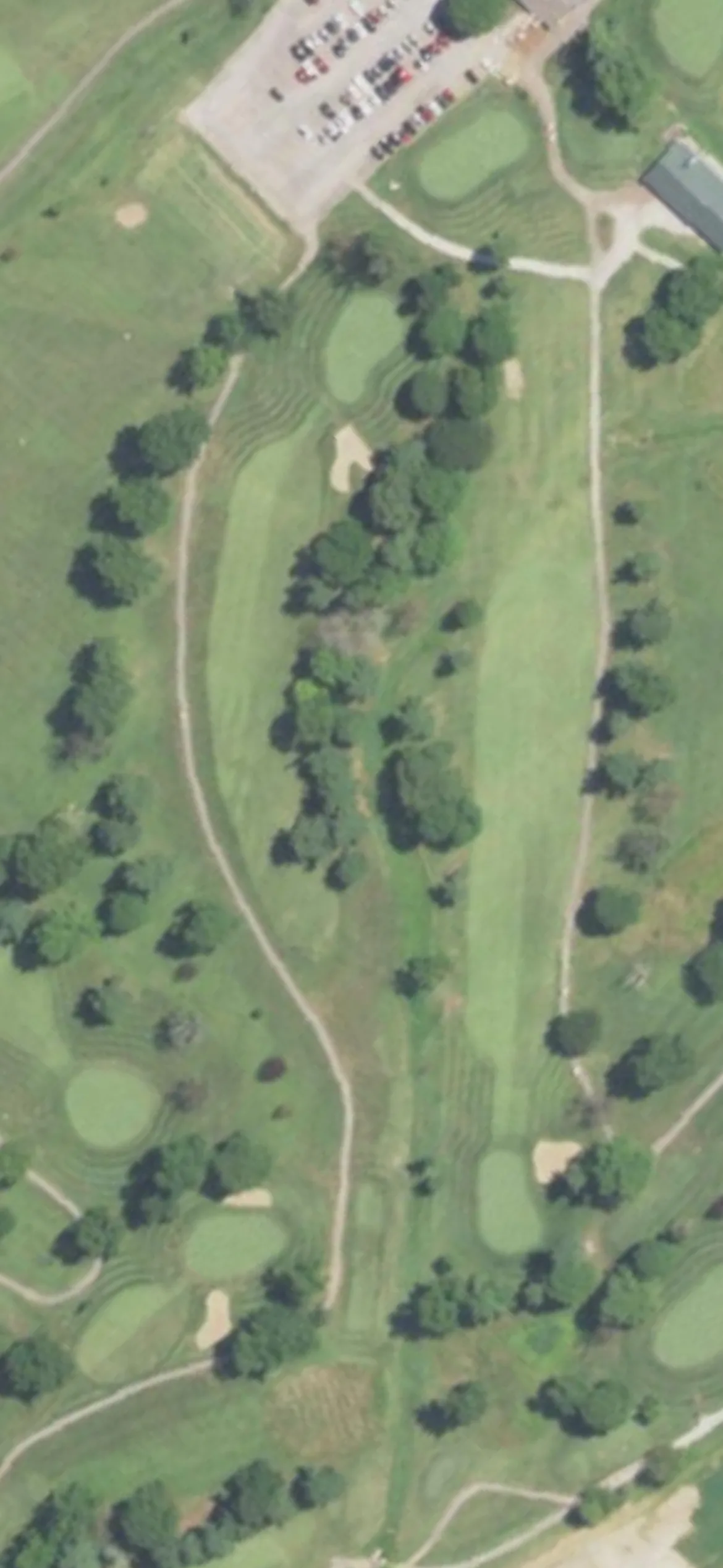 Tamarack Country Club hole 9 aerial preview, par 4, 343 yards