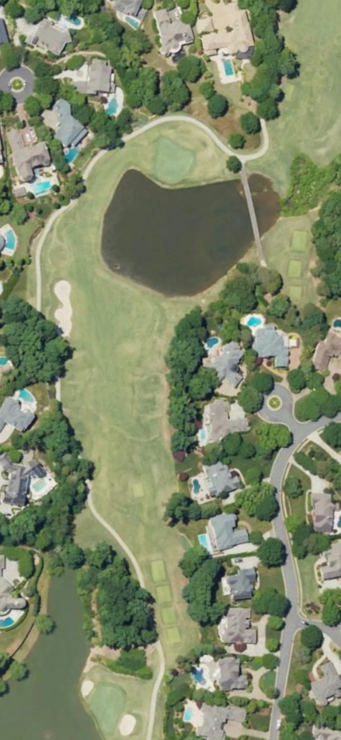 Ballantyne CC hole 13 aerial preview, par 4, 359 yards