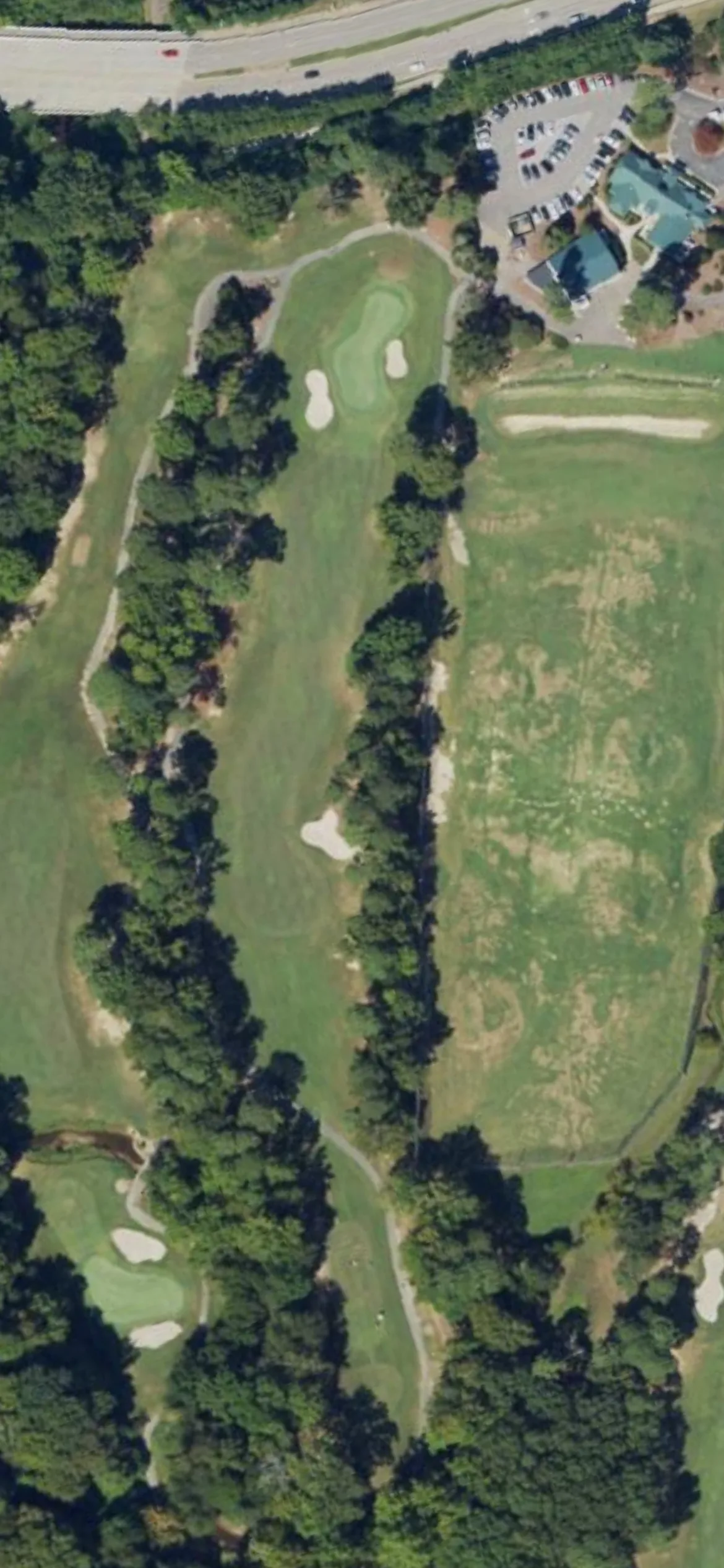 Lochmere GC hole 18 aerial preview, par 4, 367 yards