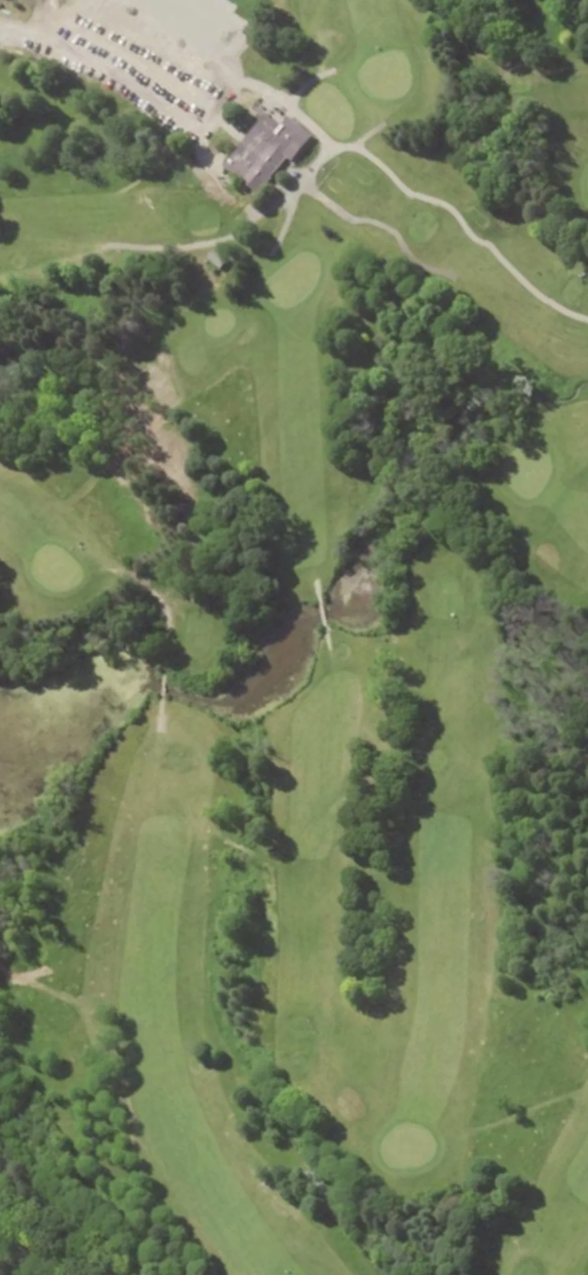 Dretzka Park GC hole 18 aerial preview, par 5, 475 yards