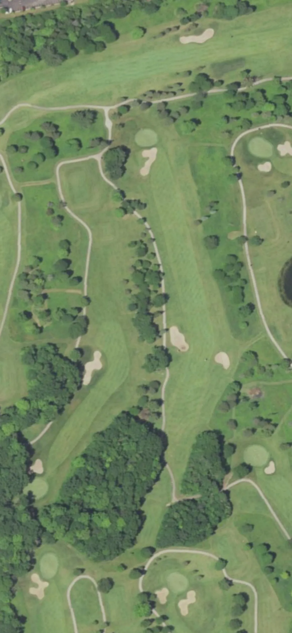 Oakwood Park Golf Course hole 11 aerial preview, par 5, 525 yards