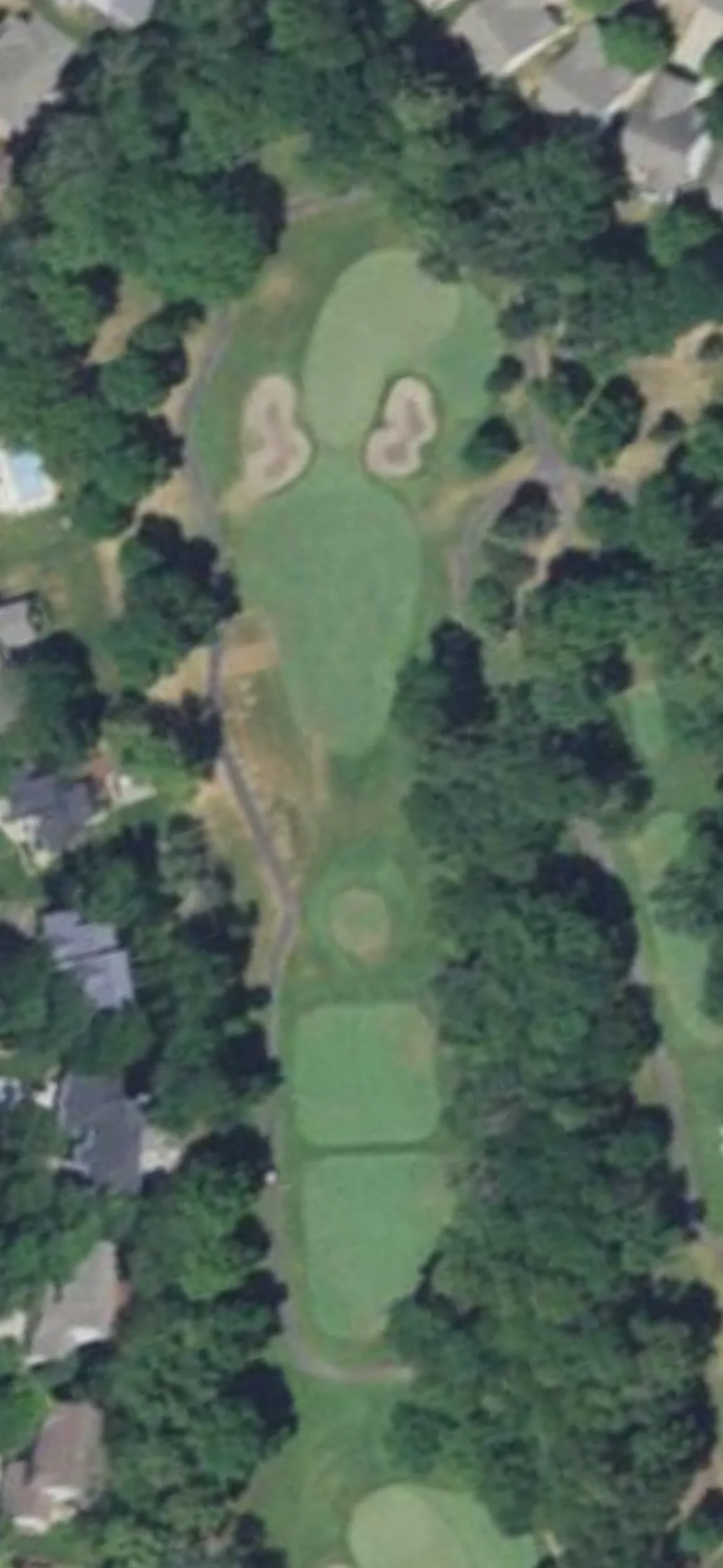 Edinburgh USA hole 14 aerial preview, par 3, 203 yards