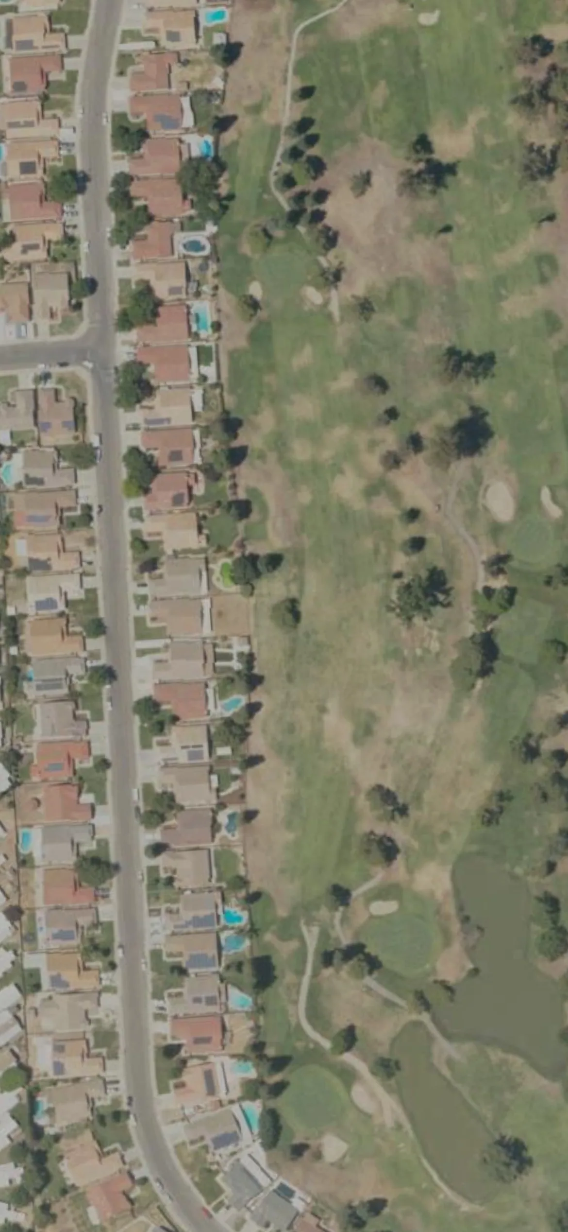 Rancho Del Rey GC hole 11 aerial preview, par 4, 366 yards