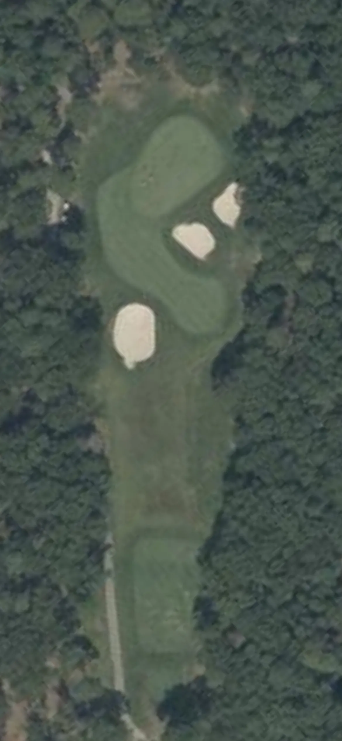 Harbor Pines GC hole 3 aerial preview, par 3, 162 yards