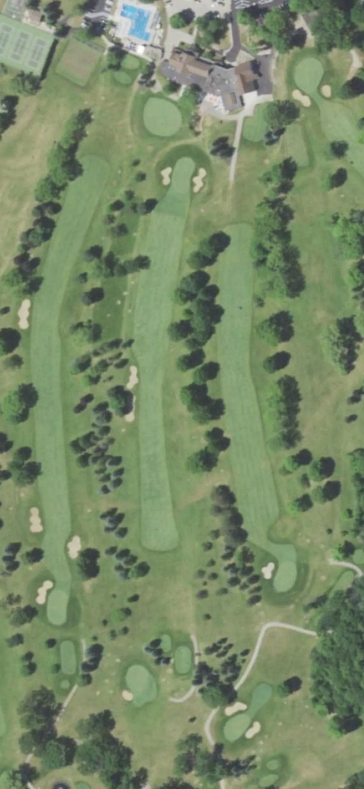 Meadowbrook Country Club hole 18 aerial preview, par 4, 429 yards