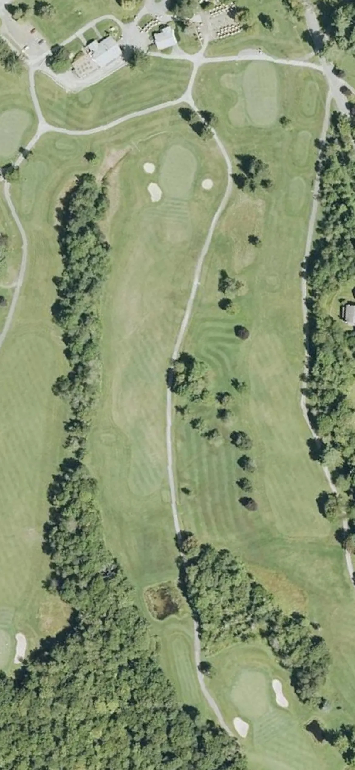 Mount Snow Country Club hole 18 aerial preview, par 4, 385 yards
