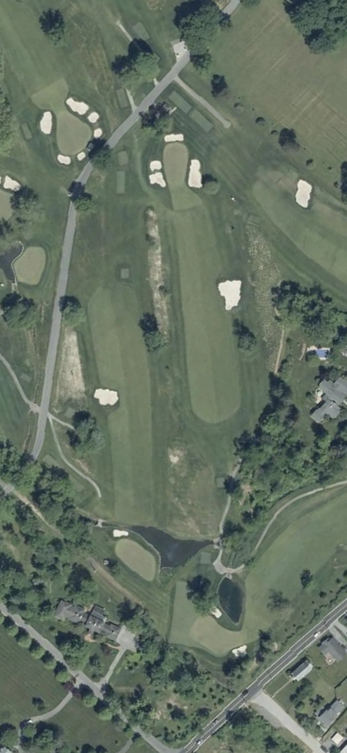 Green Spring Valley Hunt Club hole 9 aerial preview, par 4, 375 yards