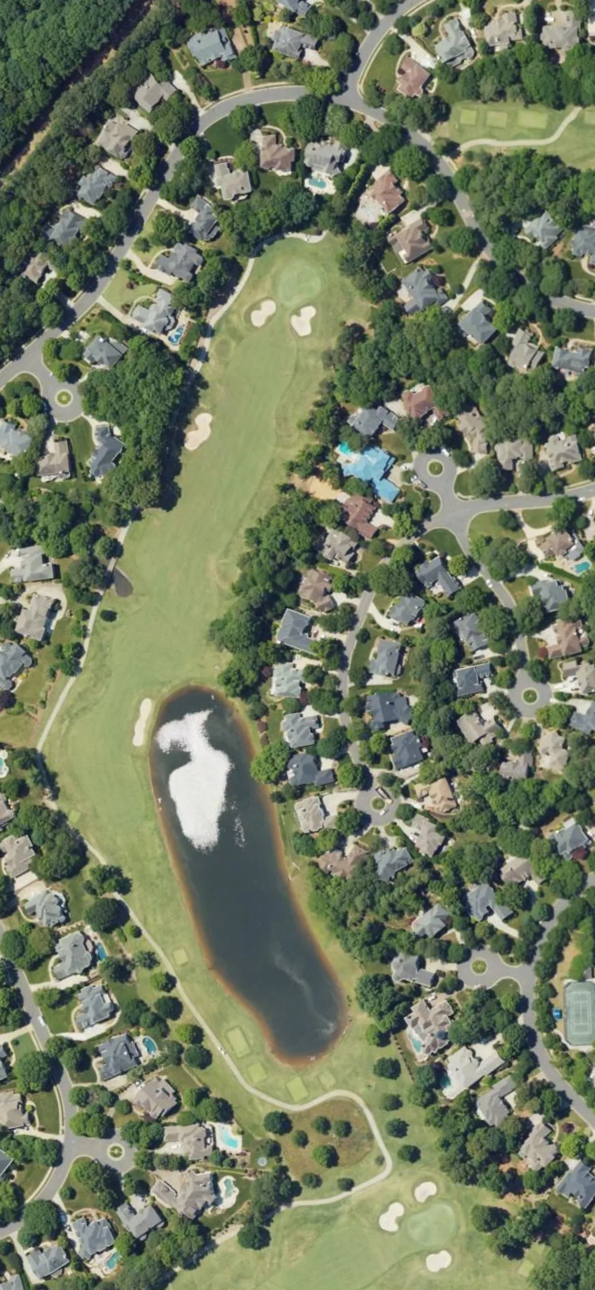 Ballantyne CC hole 7 aerial preview, par 5, 574 yards