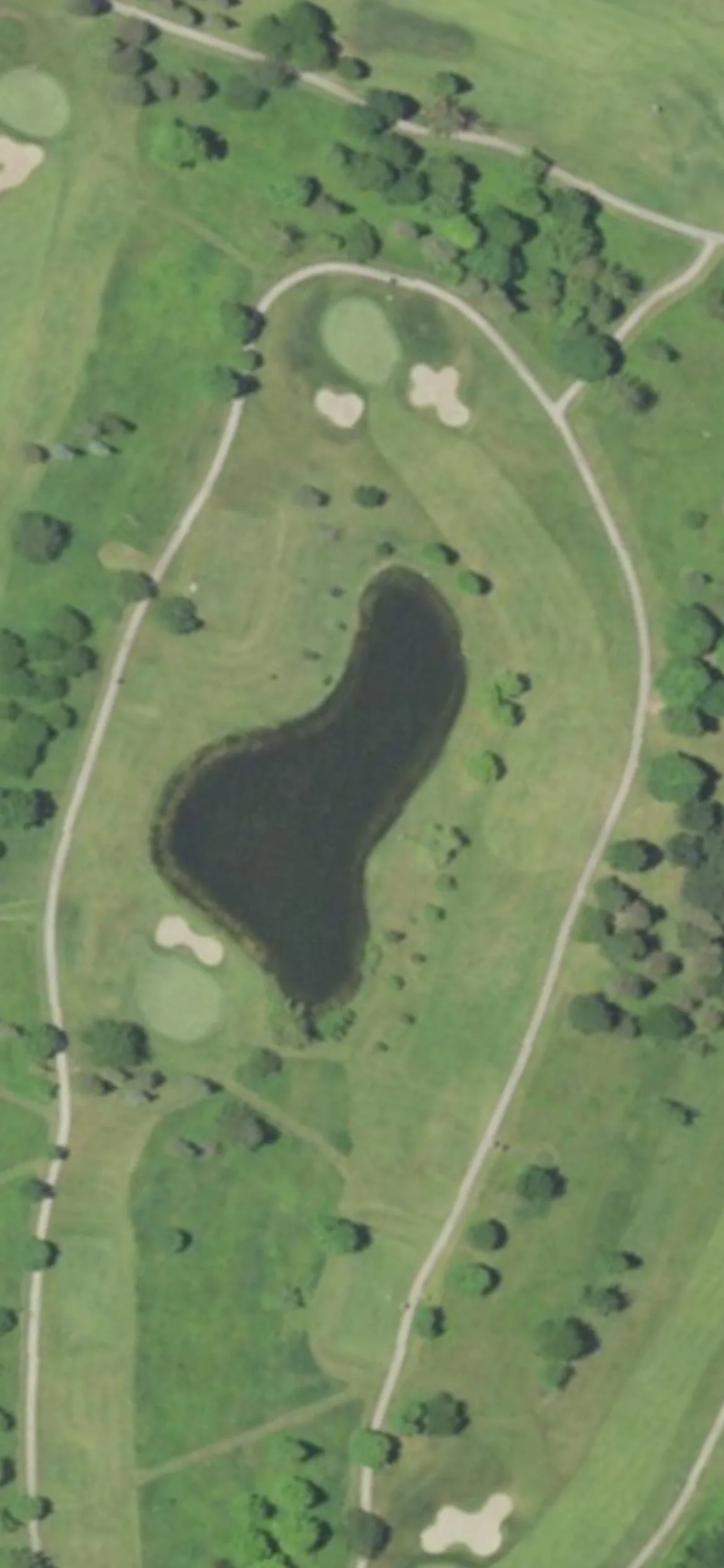 Oakwood Park Golf Course hole 16 aerial preview, par 4, 372 yards