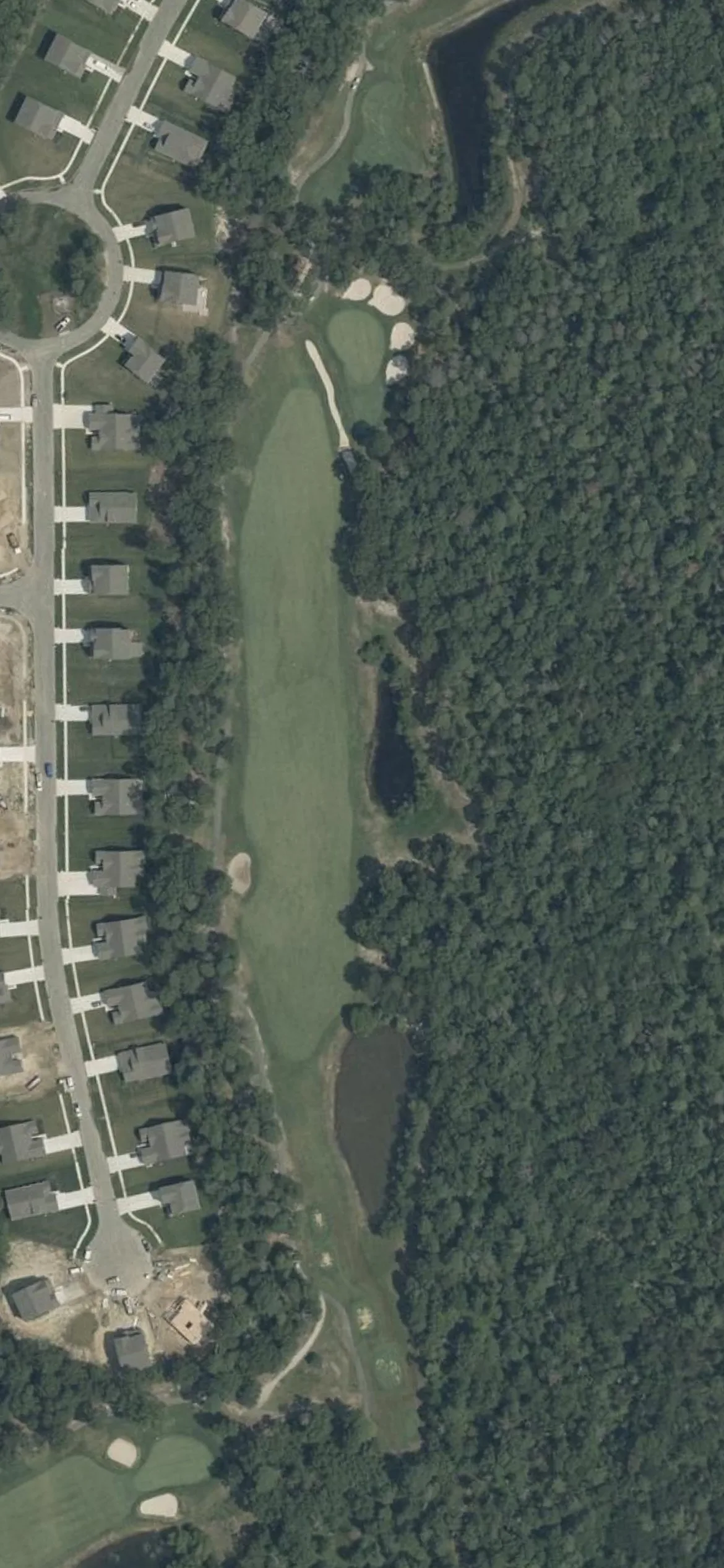 Harbor Pines GC hole 7 aerial preview, par 5, 508 yards