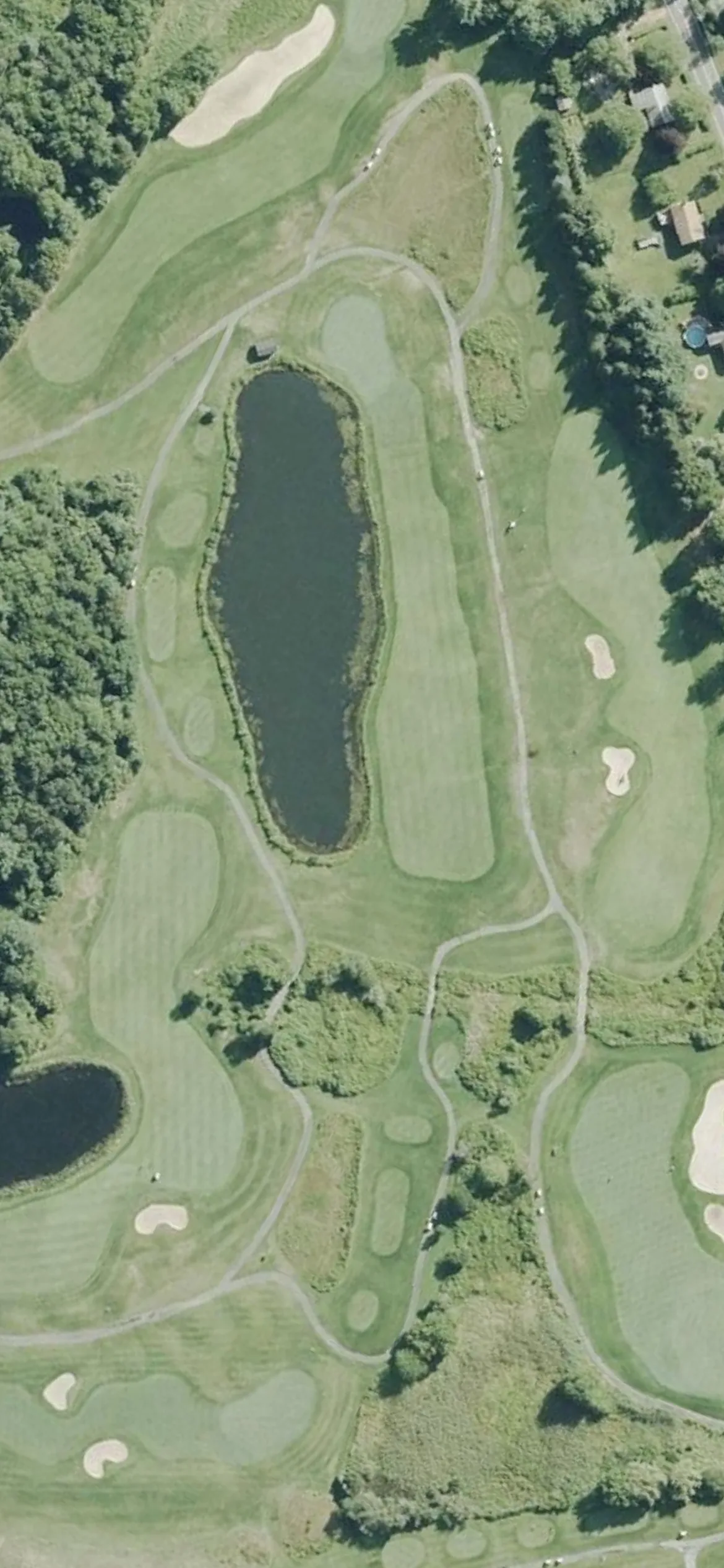 Olde Scotland Links hole 14 aerial preview, par 4, 383 yards