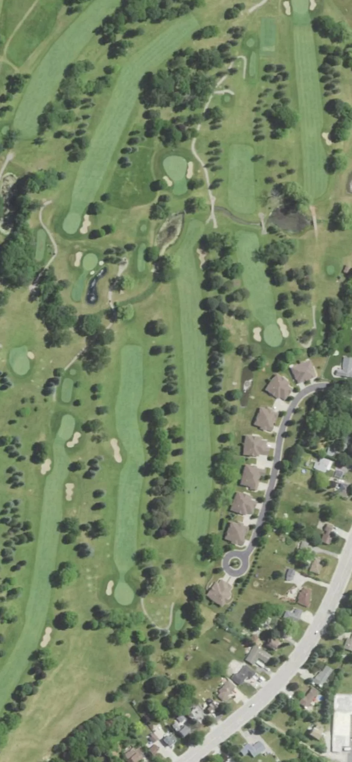 Meadowbrook Country Club hole 13 aerial preview, par 5, 571 yards