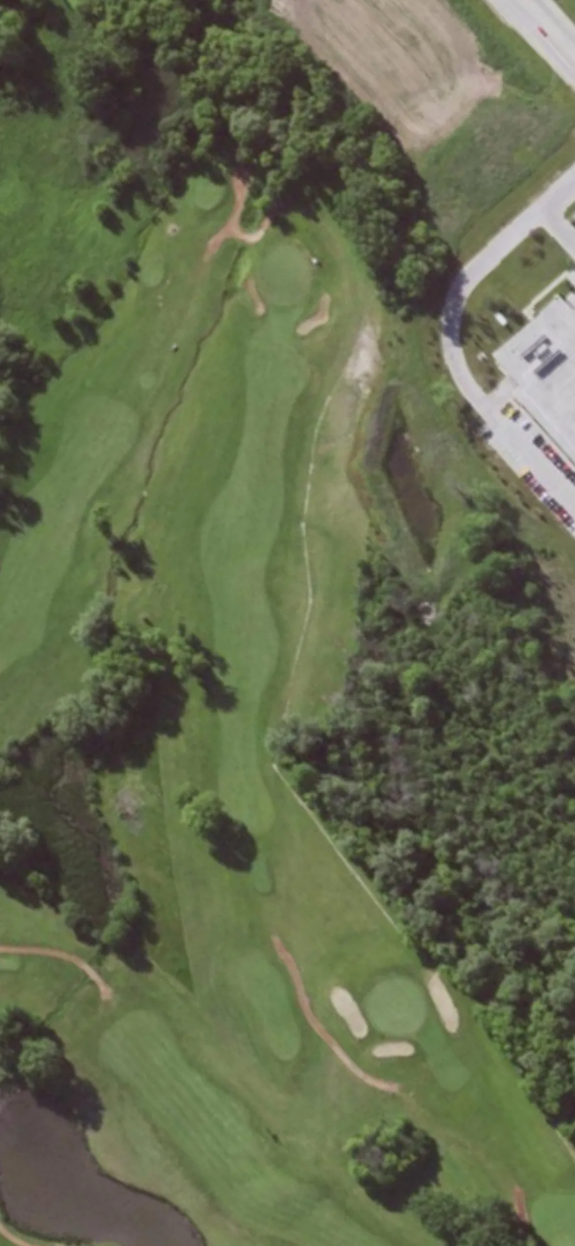 Western Lakes hole 14 aerial preview, par 4, 389 yards