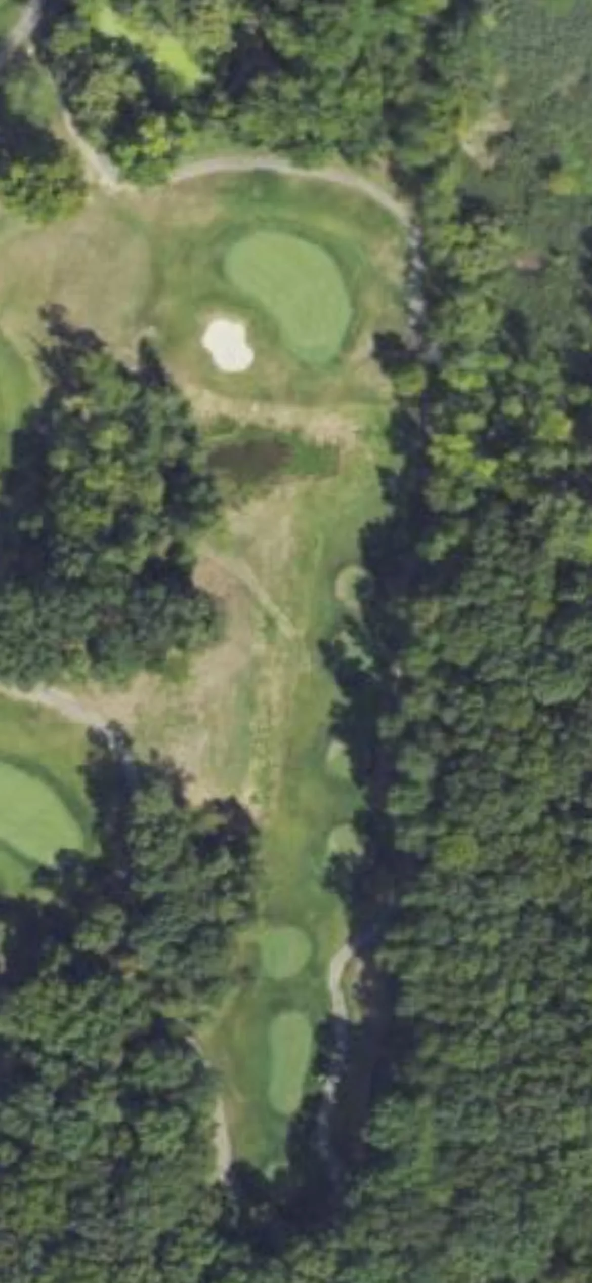 Fieldstone GC hole 8 aerial preview, par 3, 227 yards