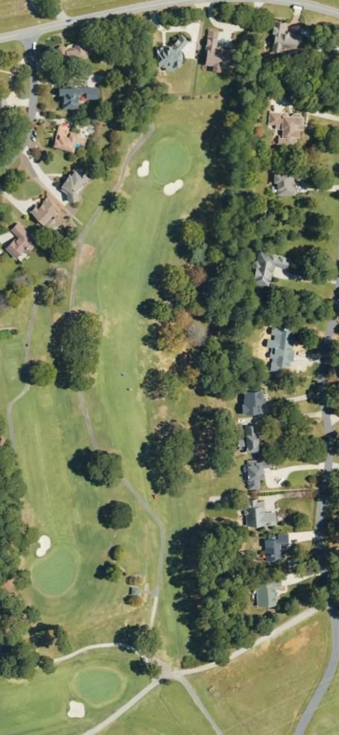 Cowans Ford CC hole 16 aerial preview, par 4, 402 yards