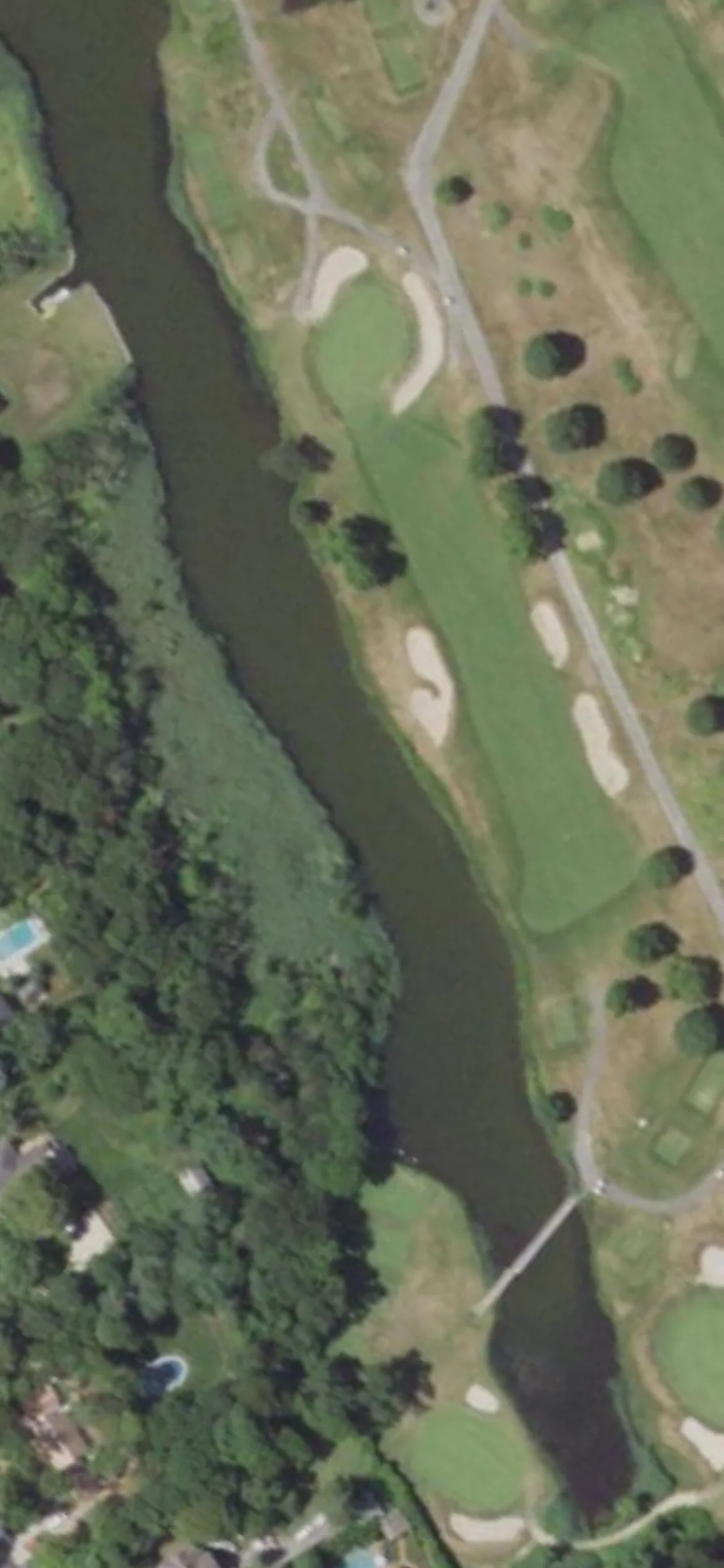 Bellport Golf Club hole 11 aerial preview, par 4, 310 yards