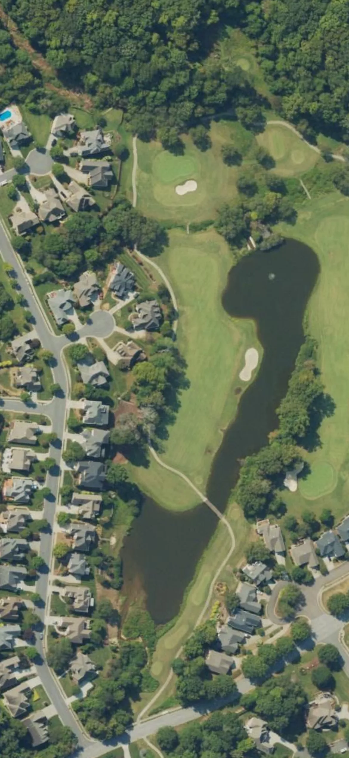 Salem Glen CC hole 15 aerial preview, par 4, 433 yards
