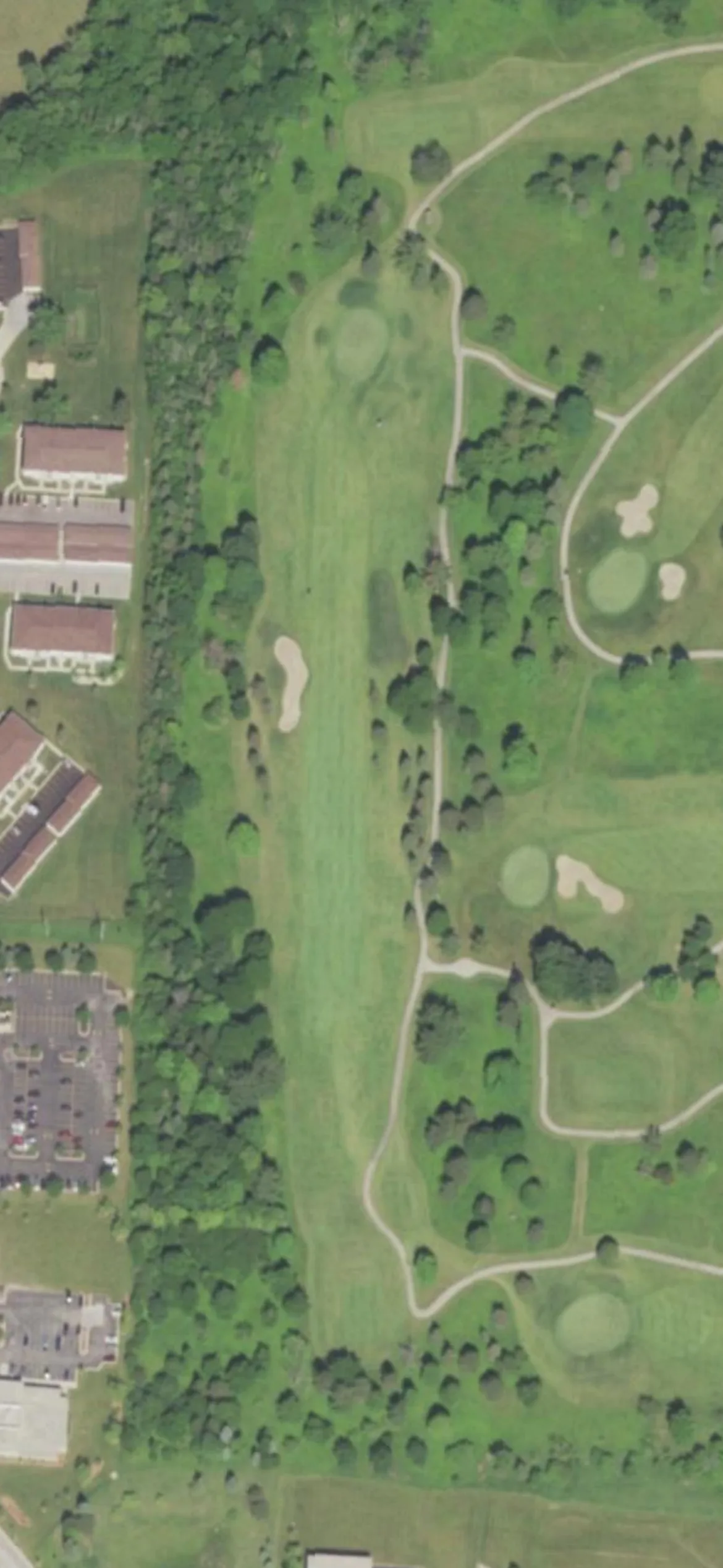 Oakwood Park Golf Course hole 14 aerial preview, par 4, 455 yards