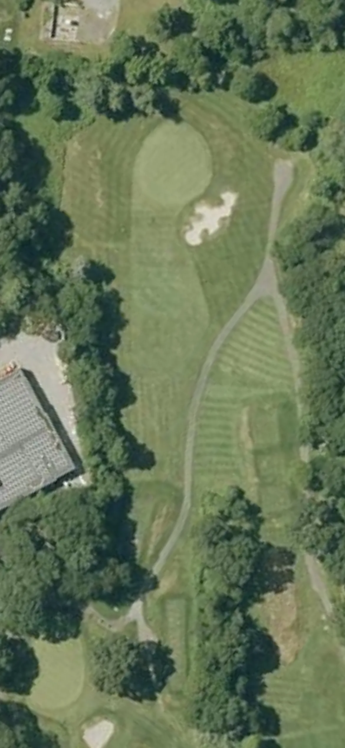 Brookline Golf Course hole 5 aerial preview, par 3, 208 yards