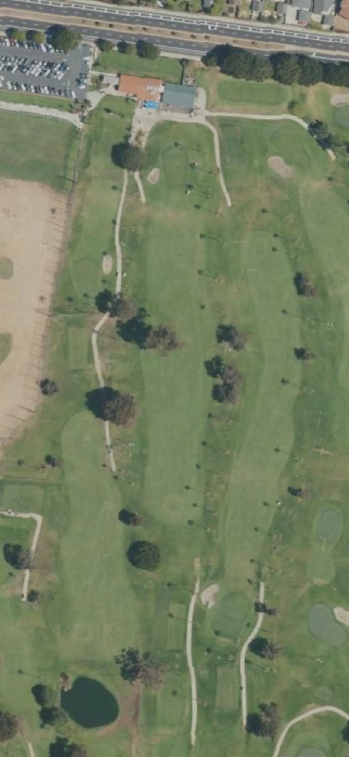 Westchester Golf Course hole 9 aerial preview, par 4, 332 yards