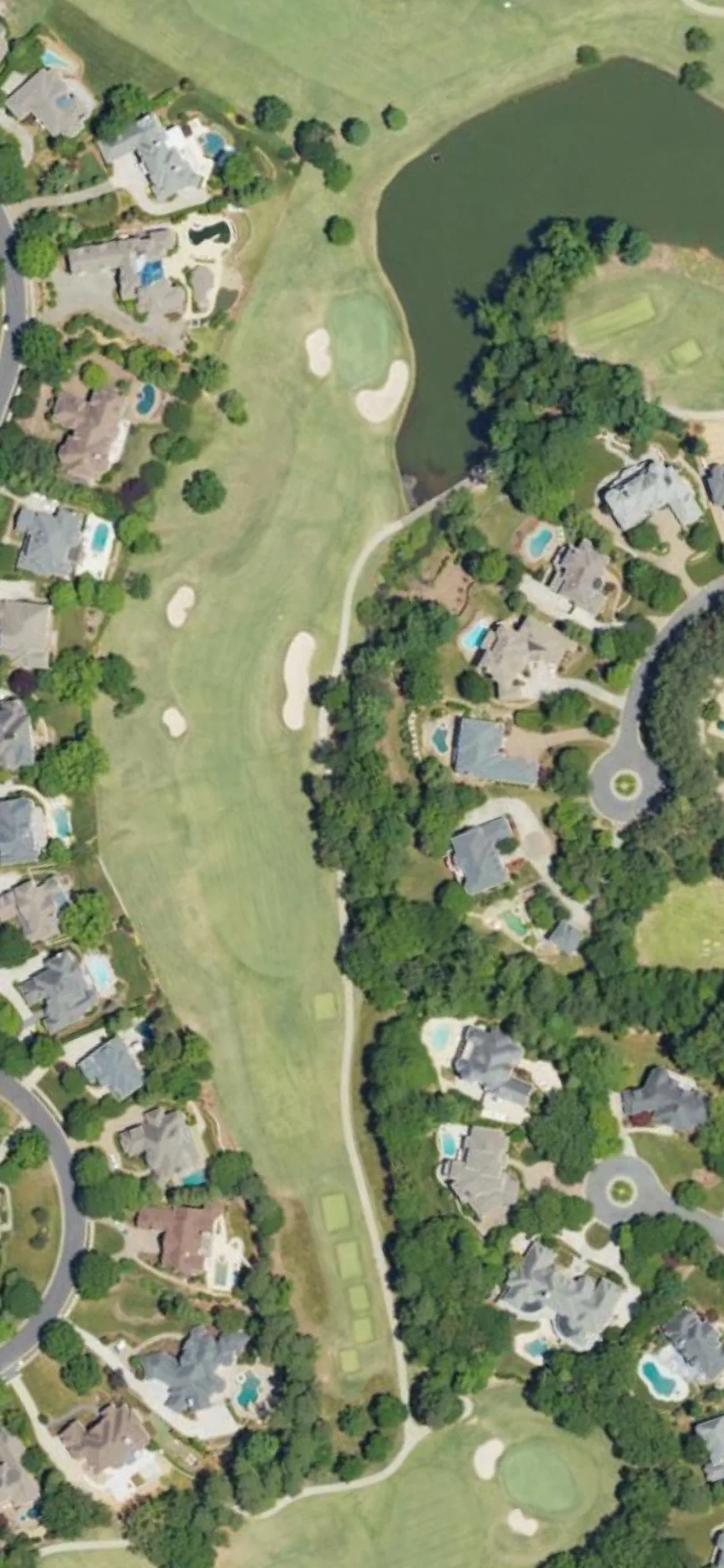 Ballantyne CC hole 16 aerial preview, par 4, 402 yards