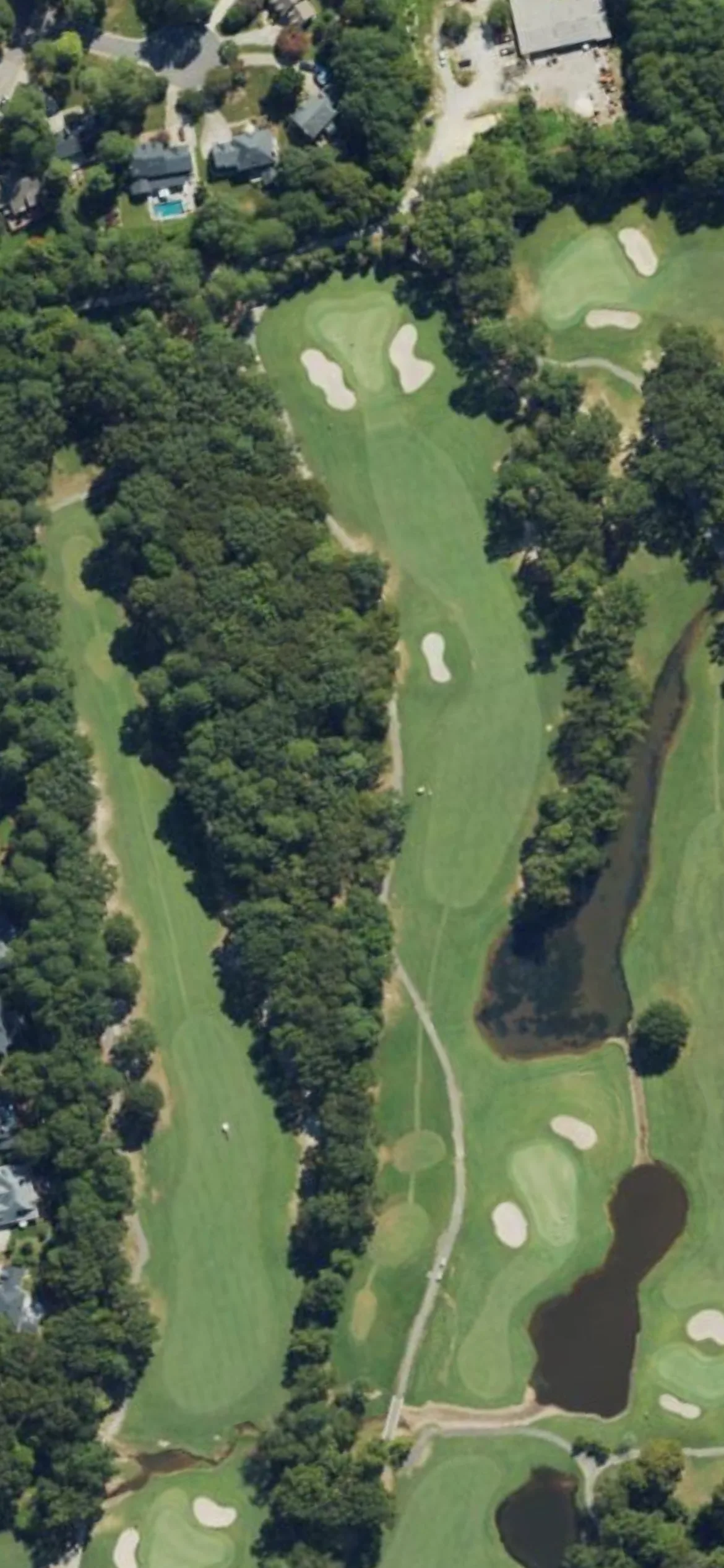 Lochmere GC hole 5 aerial preview, par 4, 373 yards