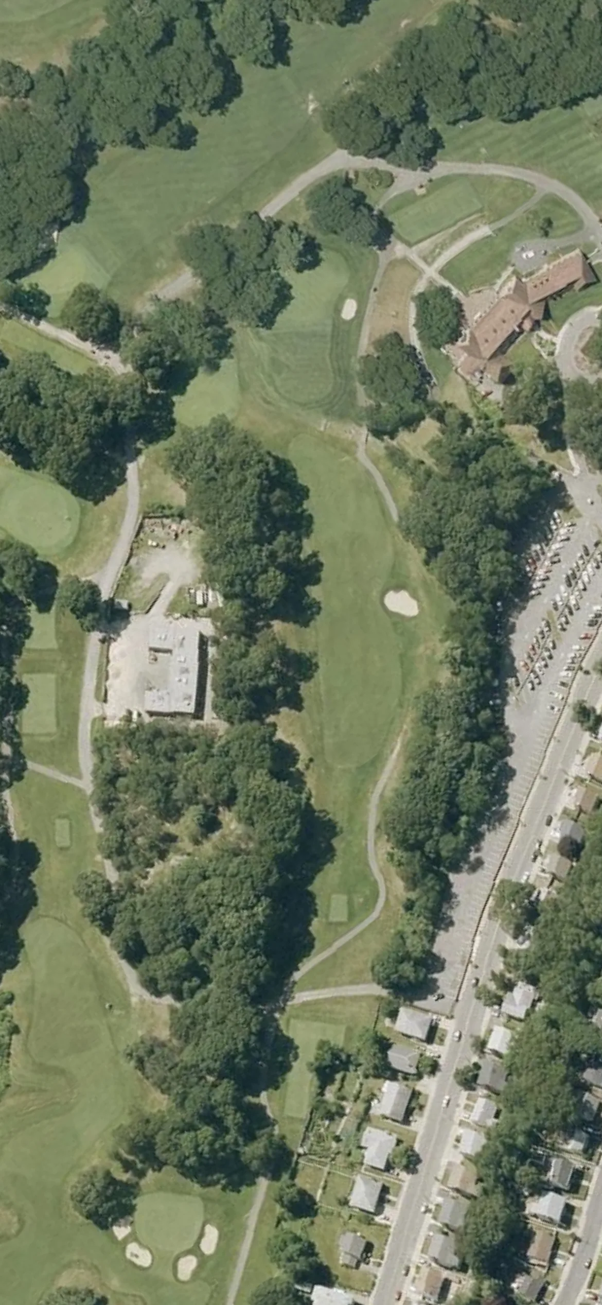 George Wright Municipal Golf Course hole 18 aerial preview, par 4, 384 yards