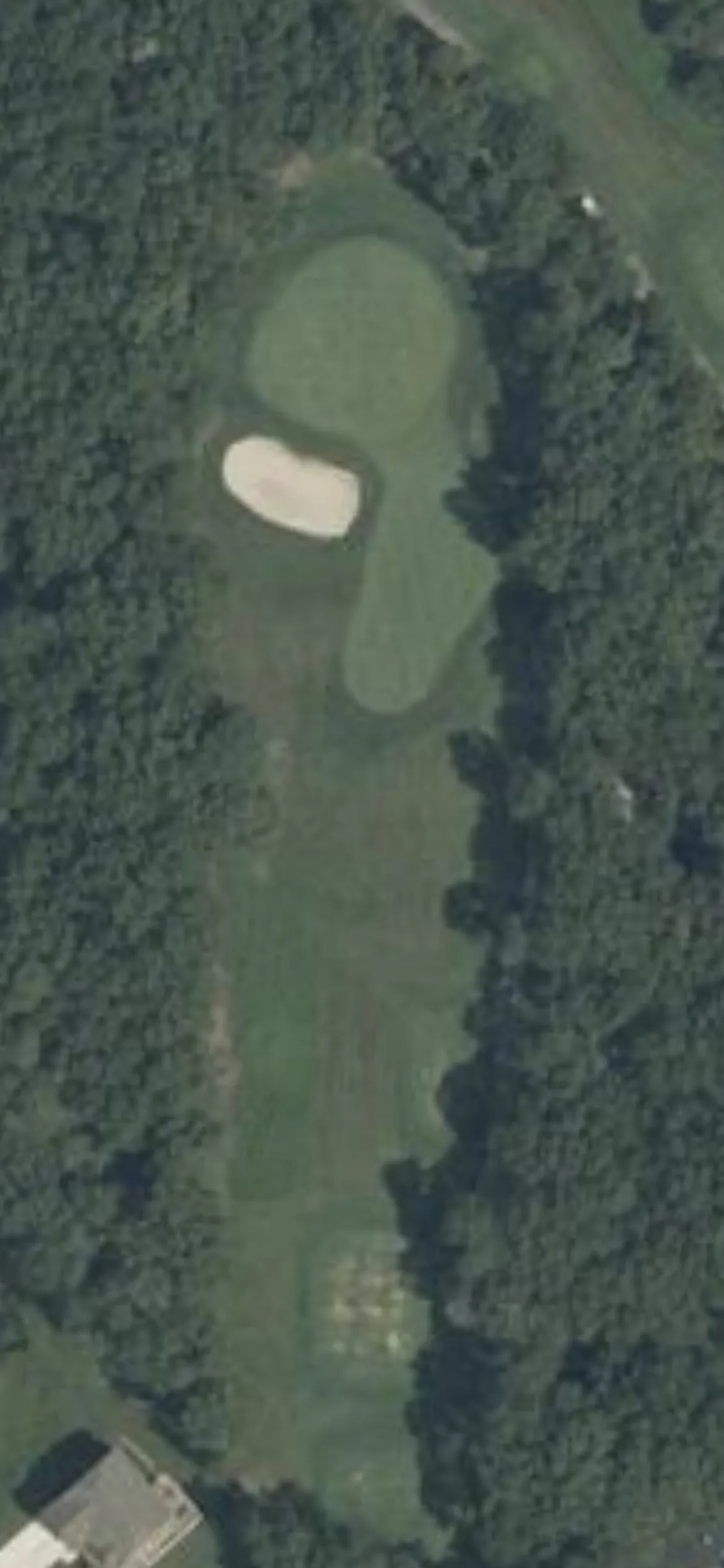 Harbor Pines GC hole 15 aerial preview, par 3, 171 yards