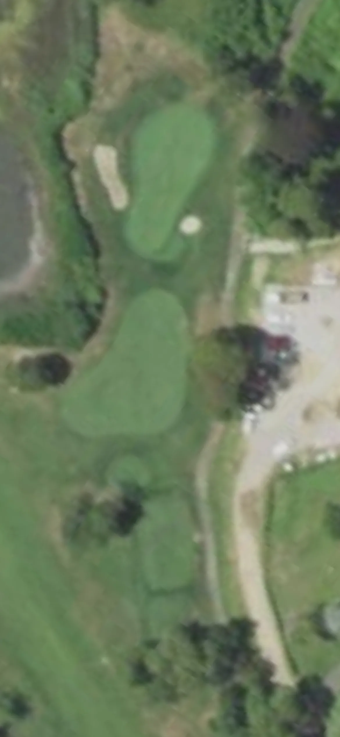 Lawrence Yacht & Country Club hole 14 aerial preview, par 3, 130 yards