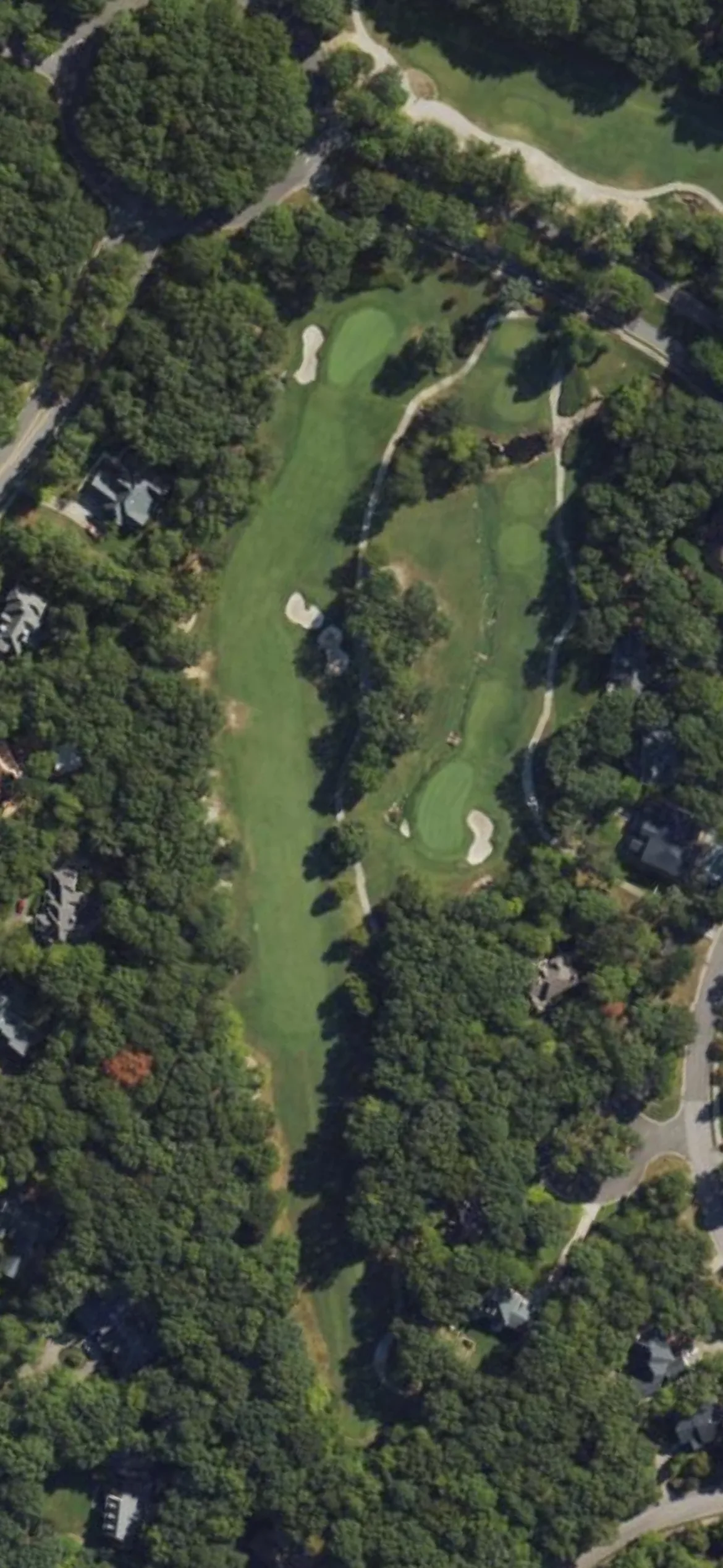 Treyburn CC hole 16 aerial preview, par 4, 407 yards