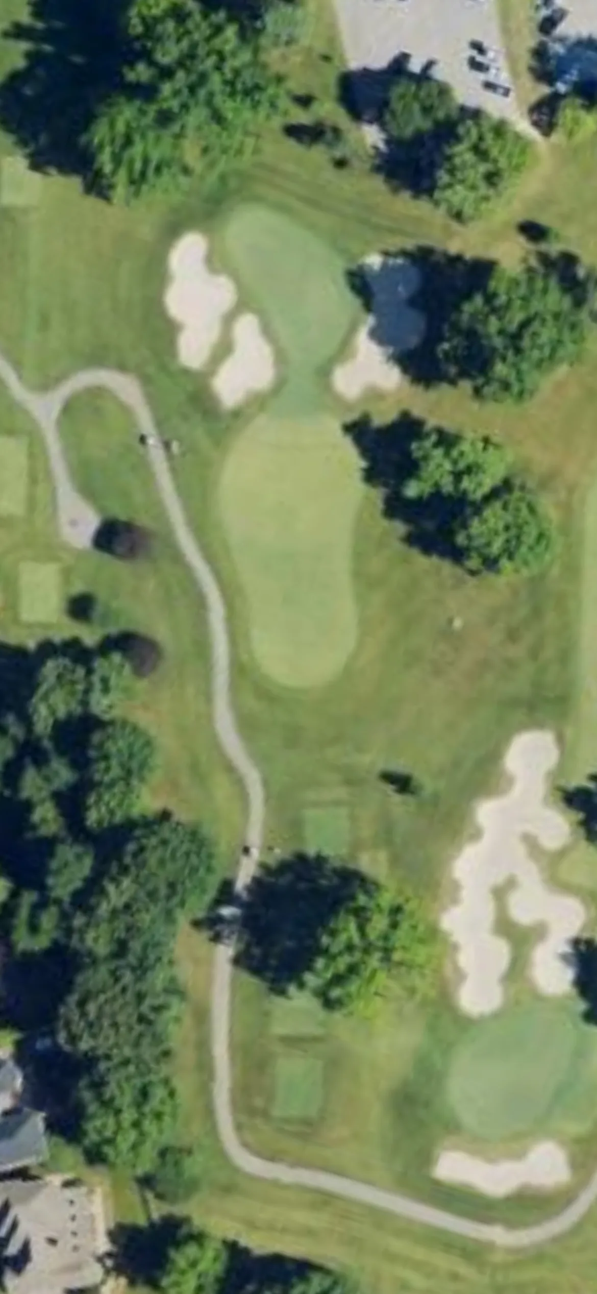 Big Spring Country Club hole 15 aerial preview, par 3, 164 yards