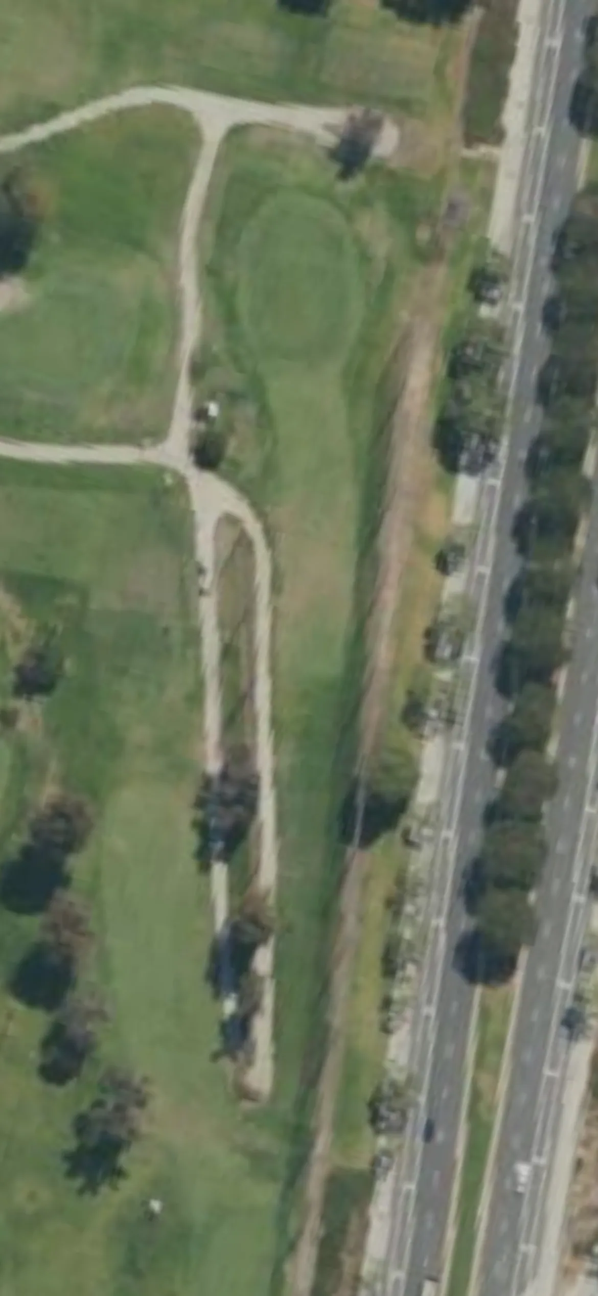 Westchester Golf Course hole 13 aerial preview, par 3, 147 yards