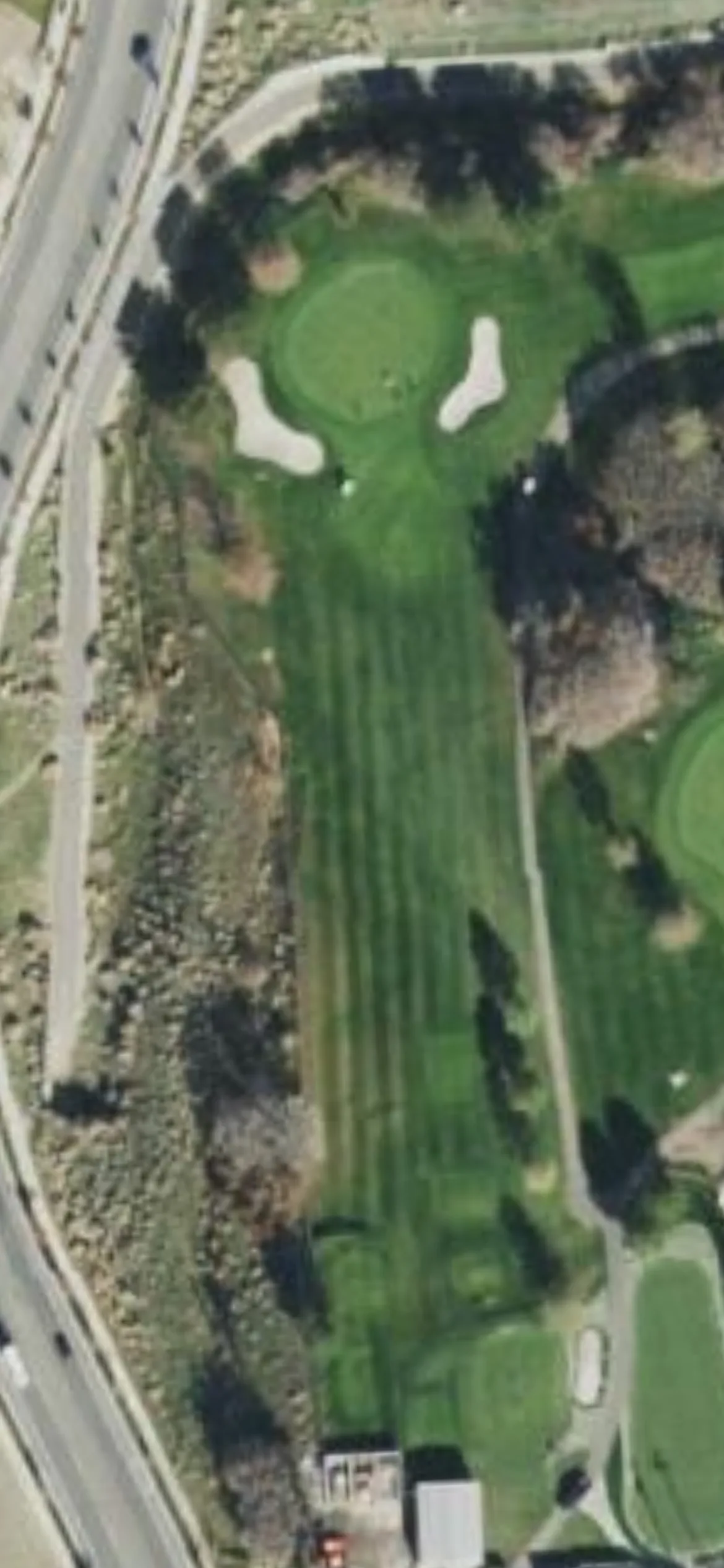 Glenmoor GC hole 3 aerial preview, par 3, 170 yards