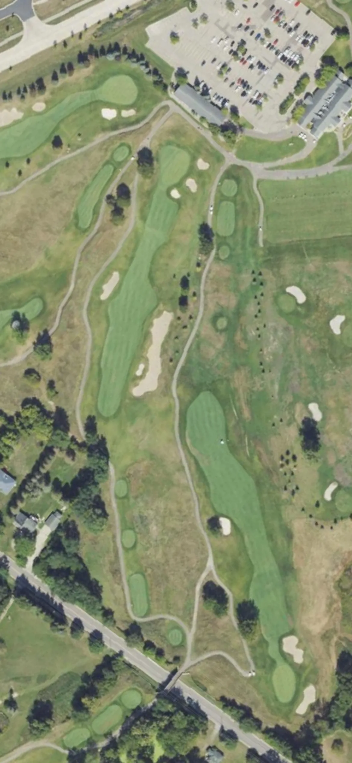 Fieldstone GC hole 9 aerial preview, par 4, 414 yards