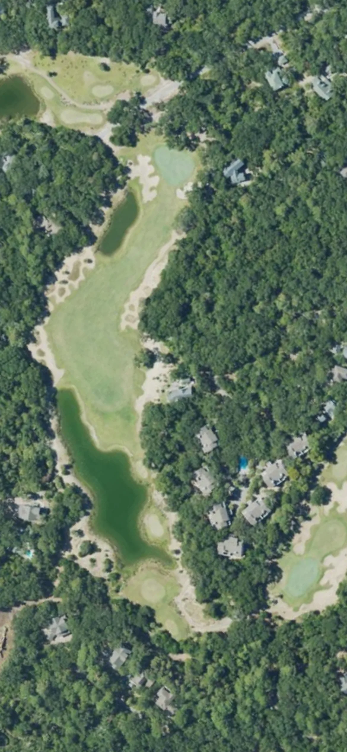 Bald Head Island Club hole 14 aerial preview, par 4, 413 yards