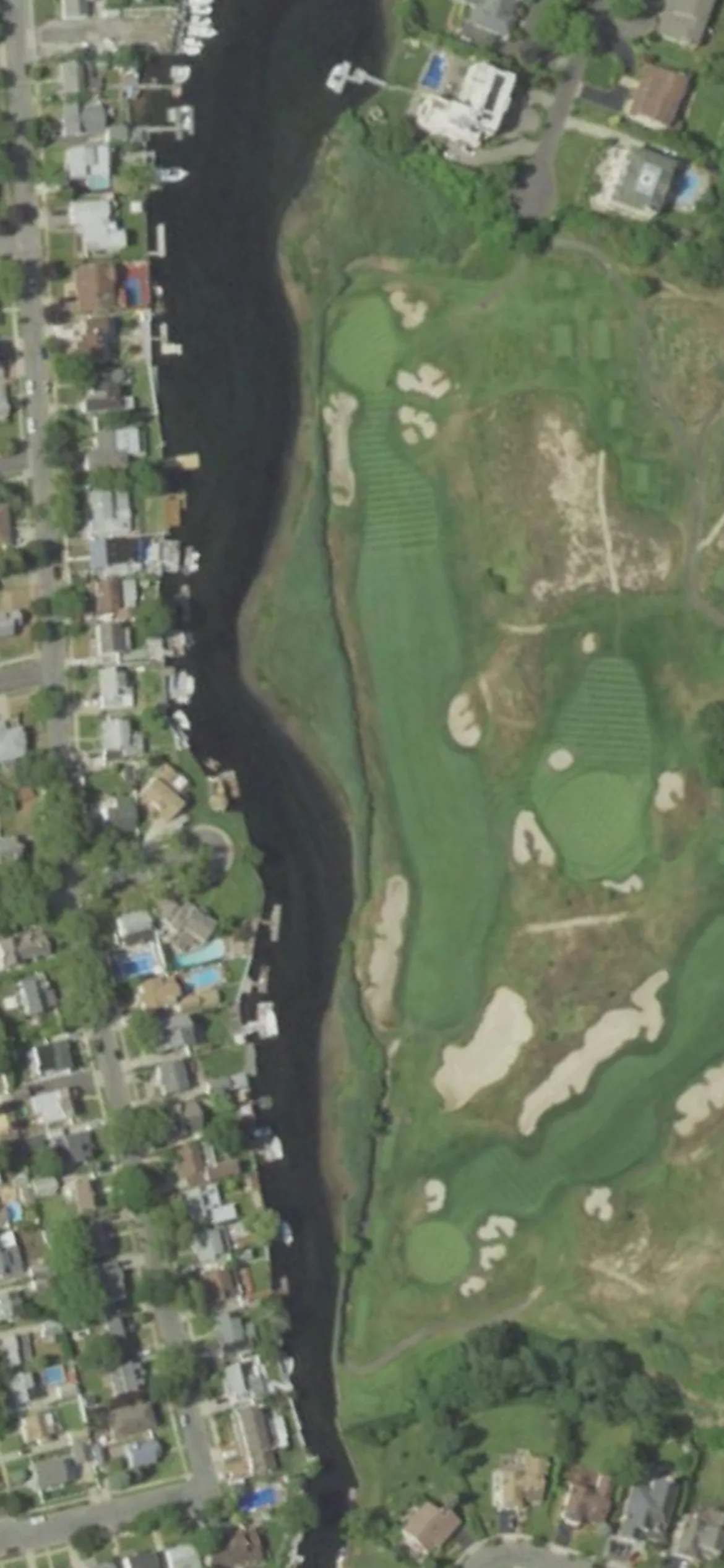 Seawane Club hole 13 aerial preview, par 4, 421 yards
