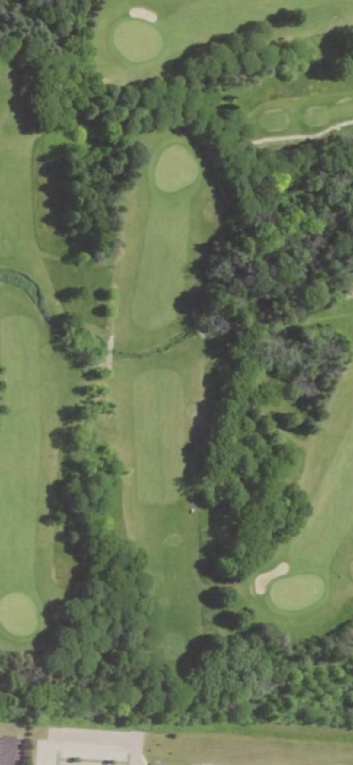 Dretzka Park GC hole 3 aerial preview, par 4, 370 yards