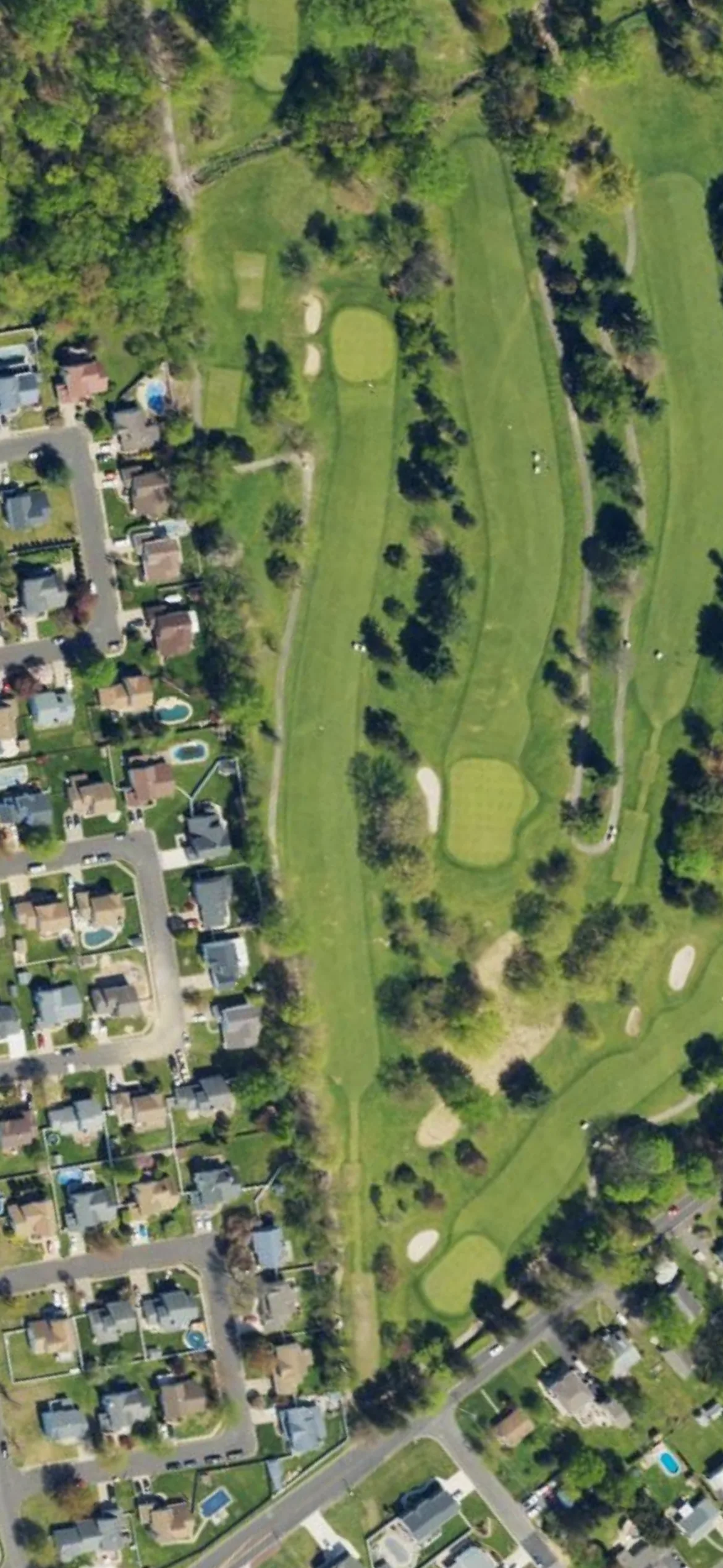 Bensalem Country Club hole 13 aerial preview, par 4, 402 yards