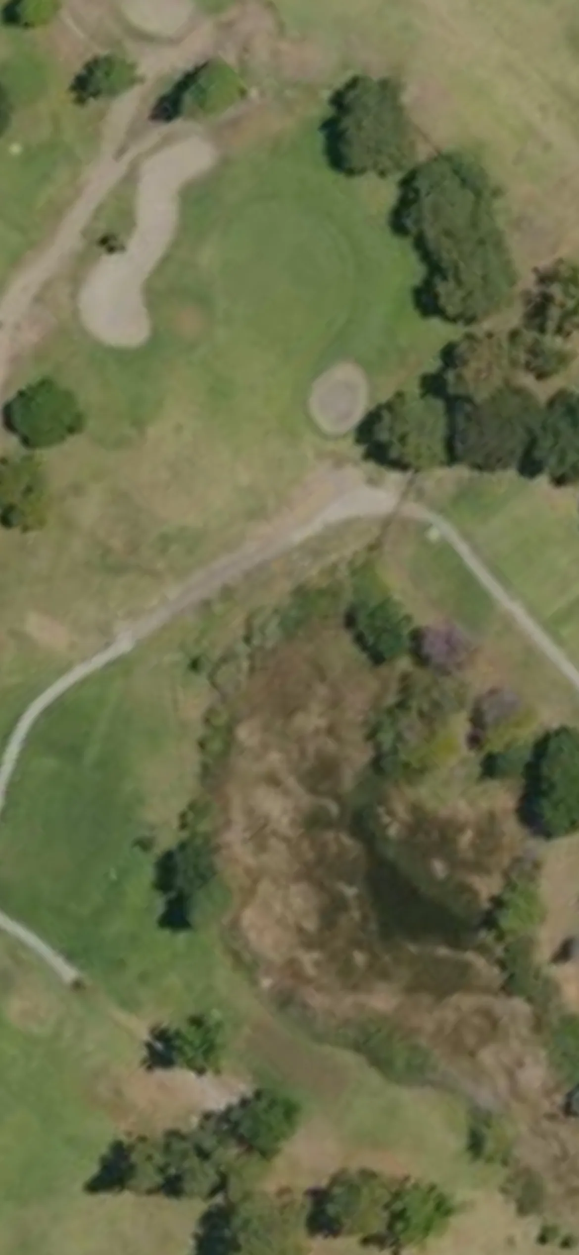 Woodley Lakes Golf Course hole 12 aerial preview, par 3, 166 yards