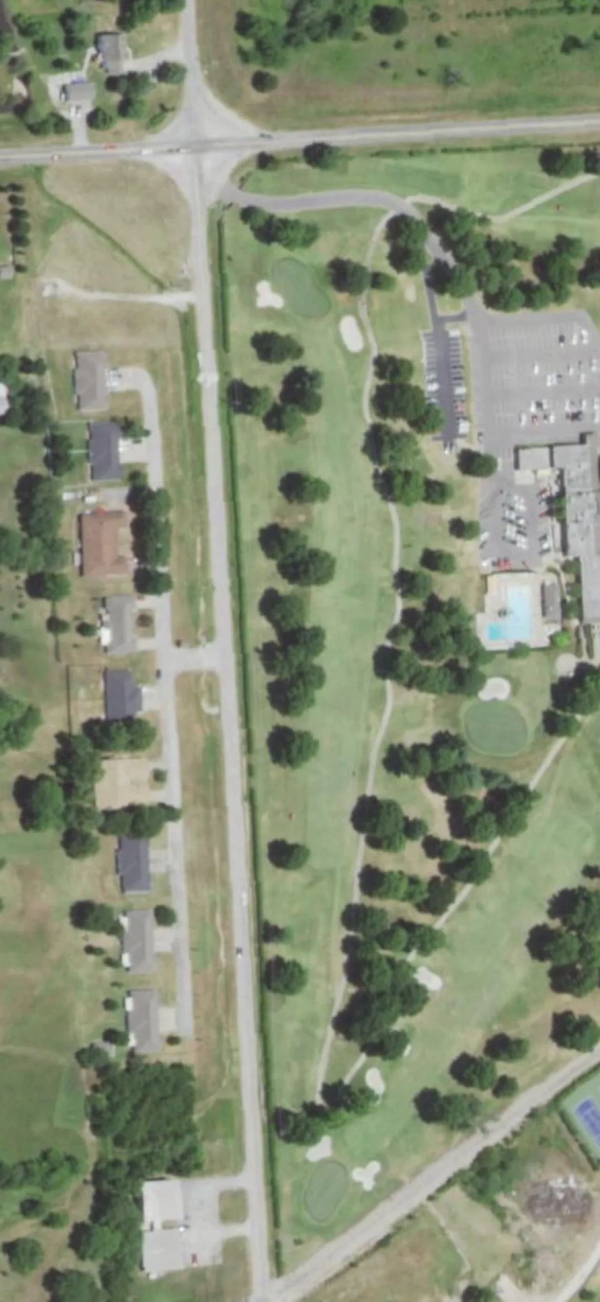 Twin Hills Golf & Country Club hole 2 aerial preview, par 4, 431 yards