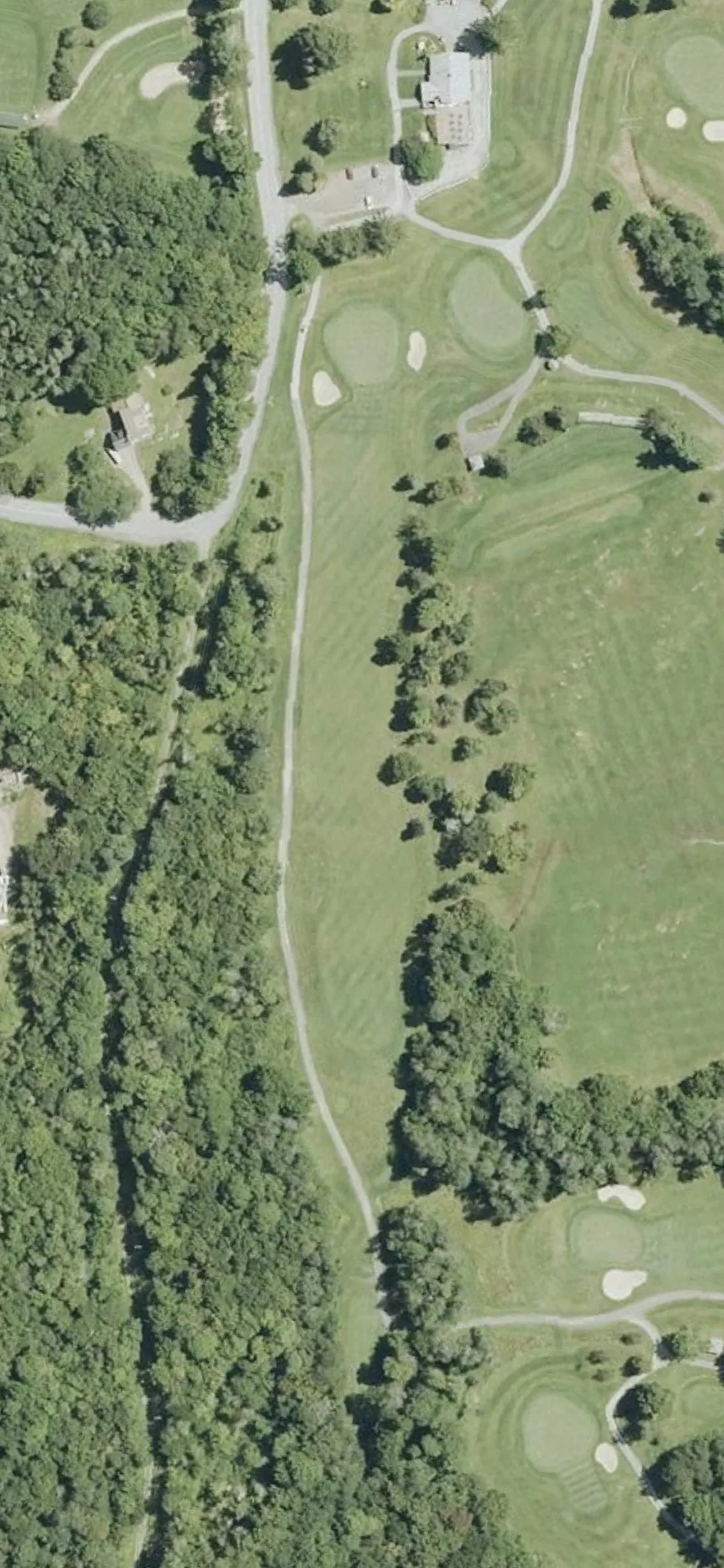 Mount Snow Country Club hole 9 aerial preview, par 4, 418 yards