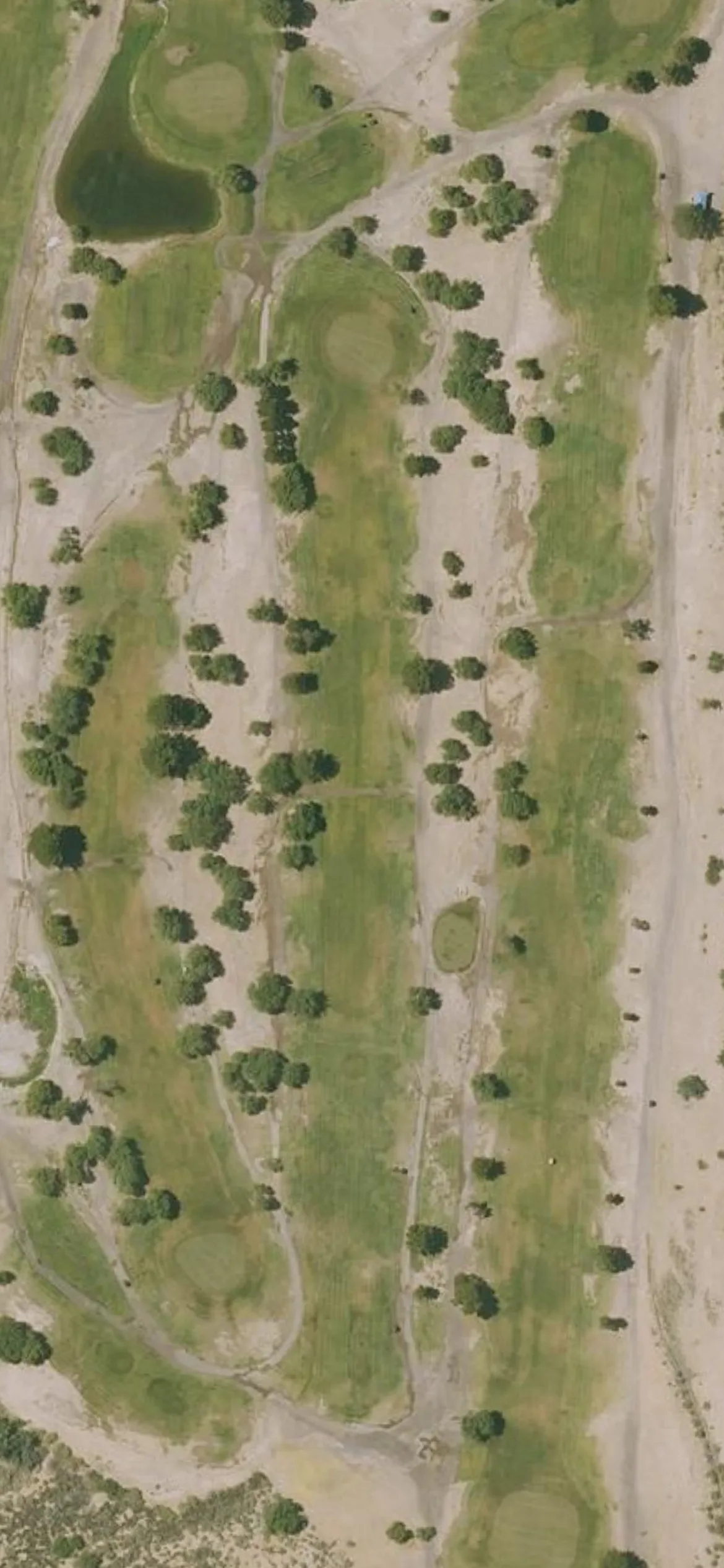Safford Mt Graham GC hole 15 aerial preview, par 4, 367 yards