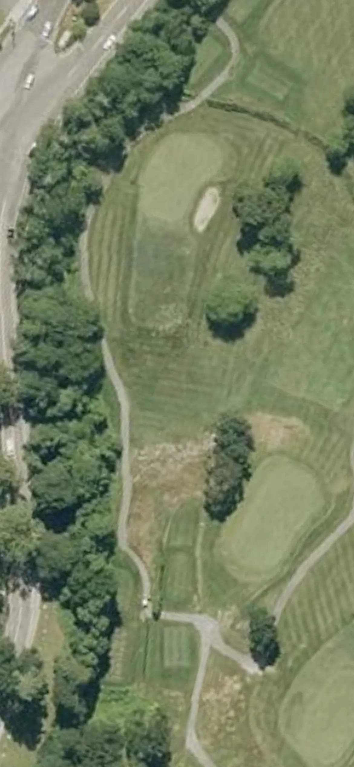 Brookline Golf Course hole 17 aerial preview, par 3, 179 yards
