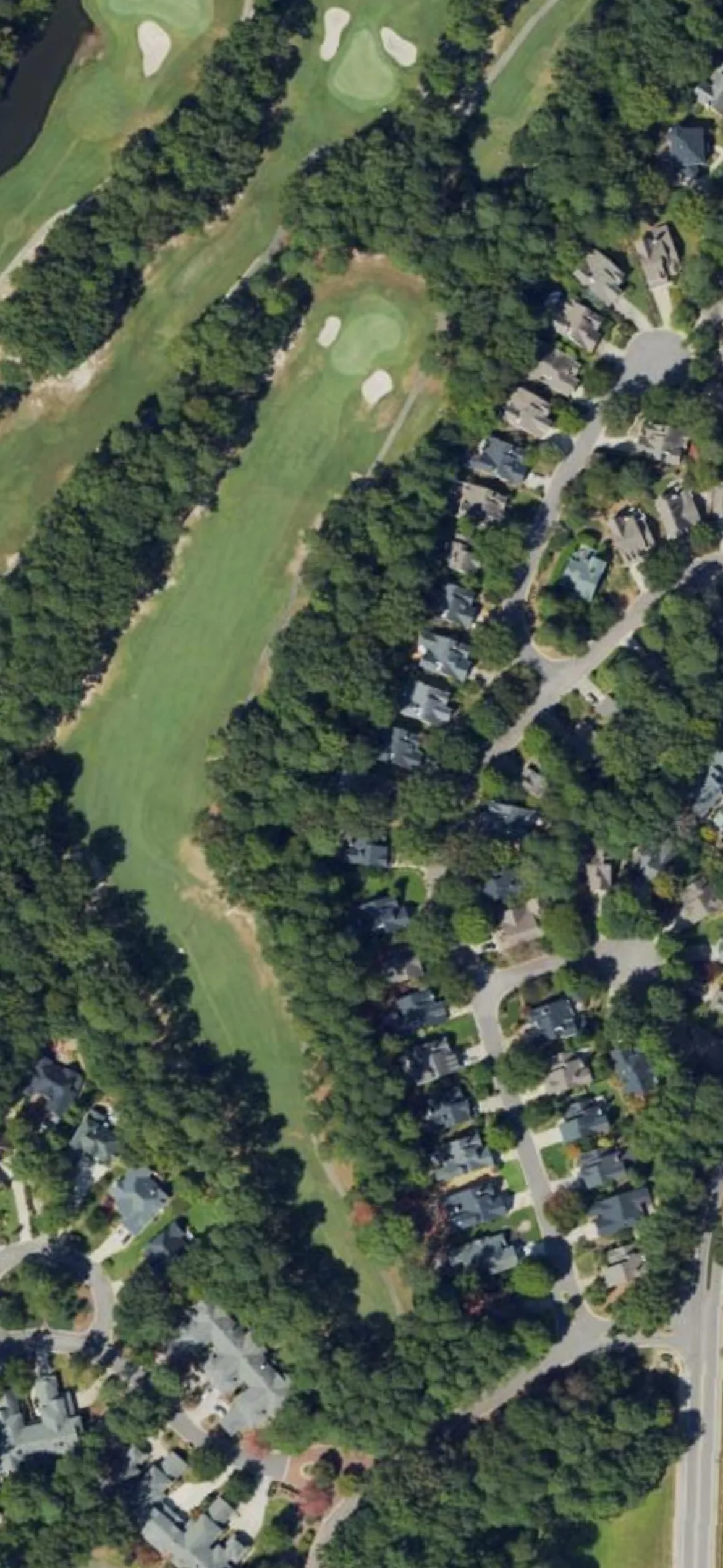 Lochmere GC hole 8 aerial preview, par 4, 430 yards