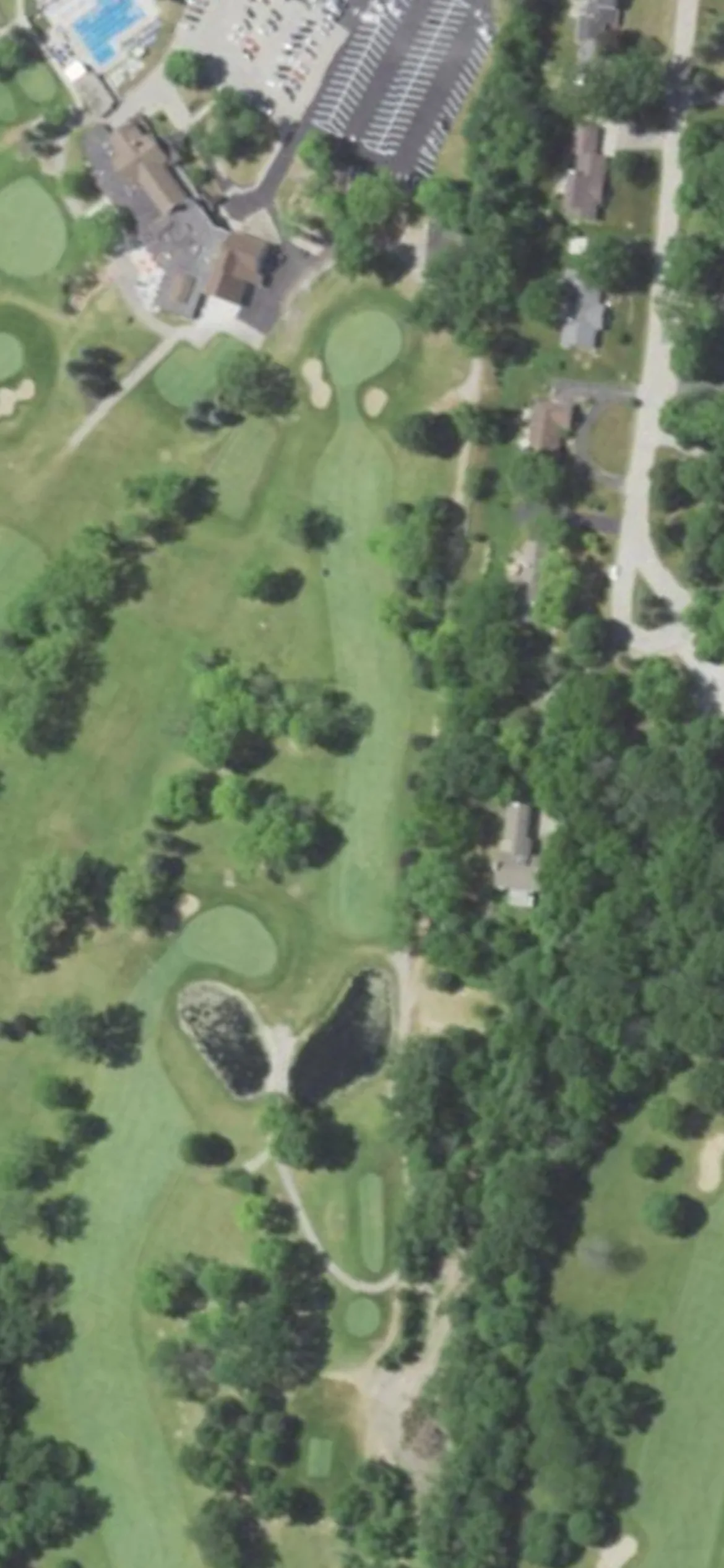 Meadowbrook Country Club hole 9 aerial preview, par 4, 359 yards