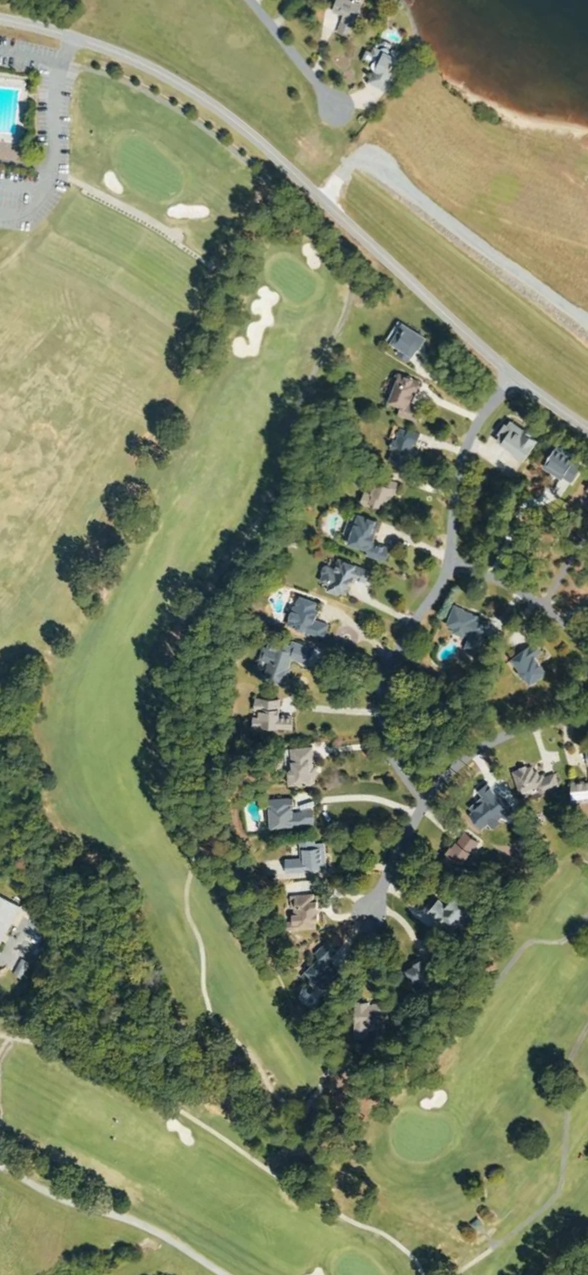 Cowans Ford CC hole 18 aerial preview, par 5, 556 yards