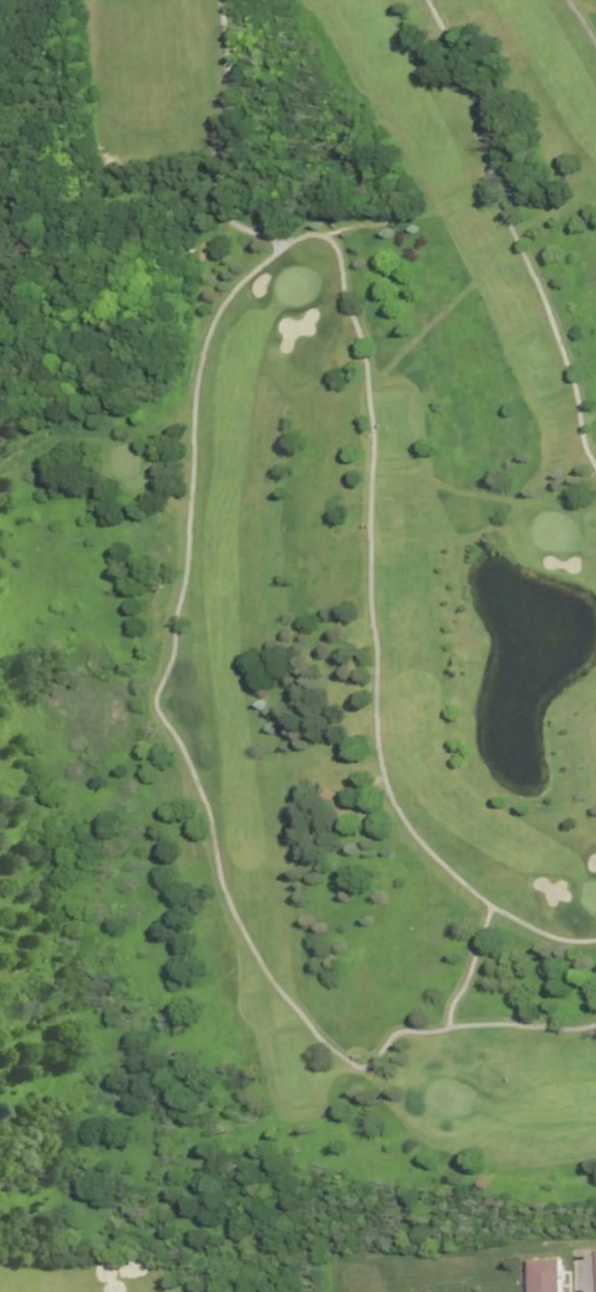 Oakwood Park Golf Course hole 15 aerial preview, par 5, 524 yards