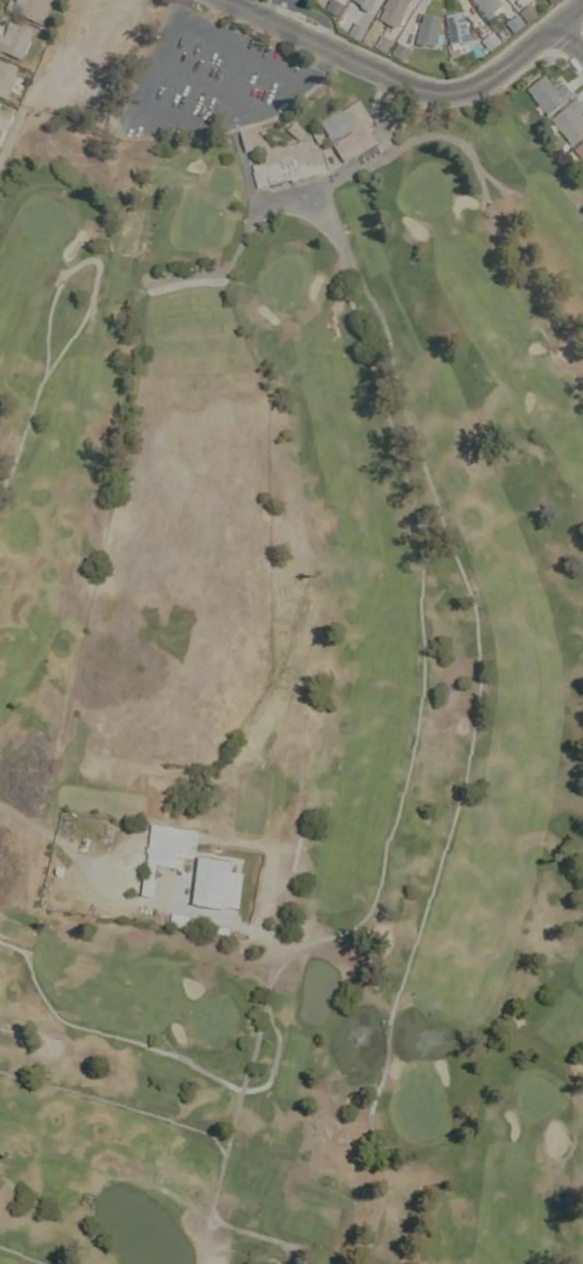 Rancho Del Rey GC hole 9 aerial preview, par 4, 455 yards