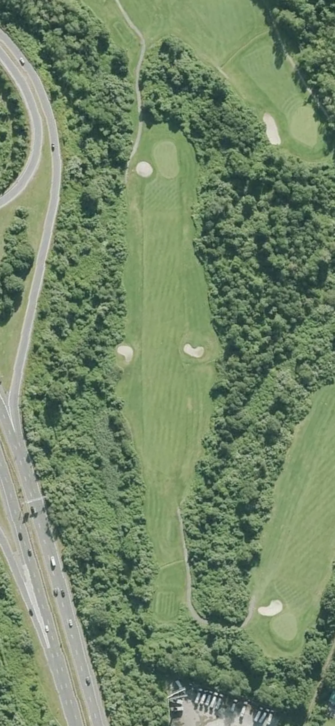 Whaling City Golf Course hole 16 aerial preview, par 4, 371 yards